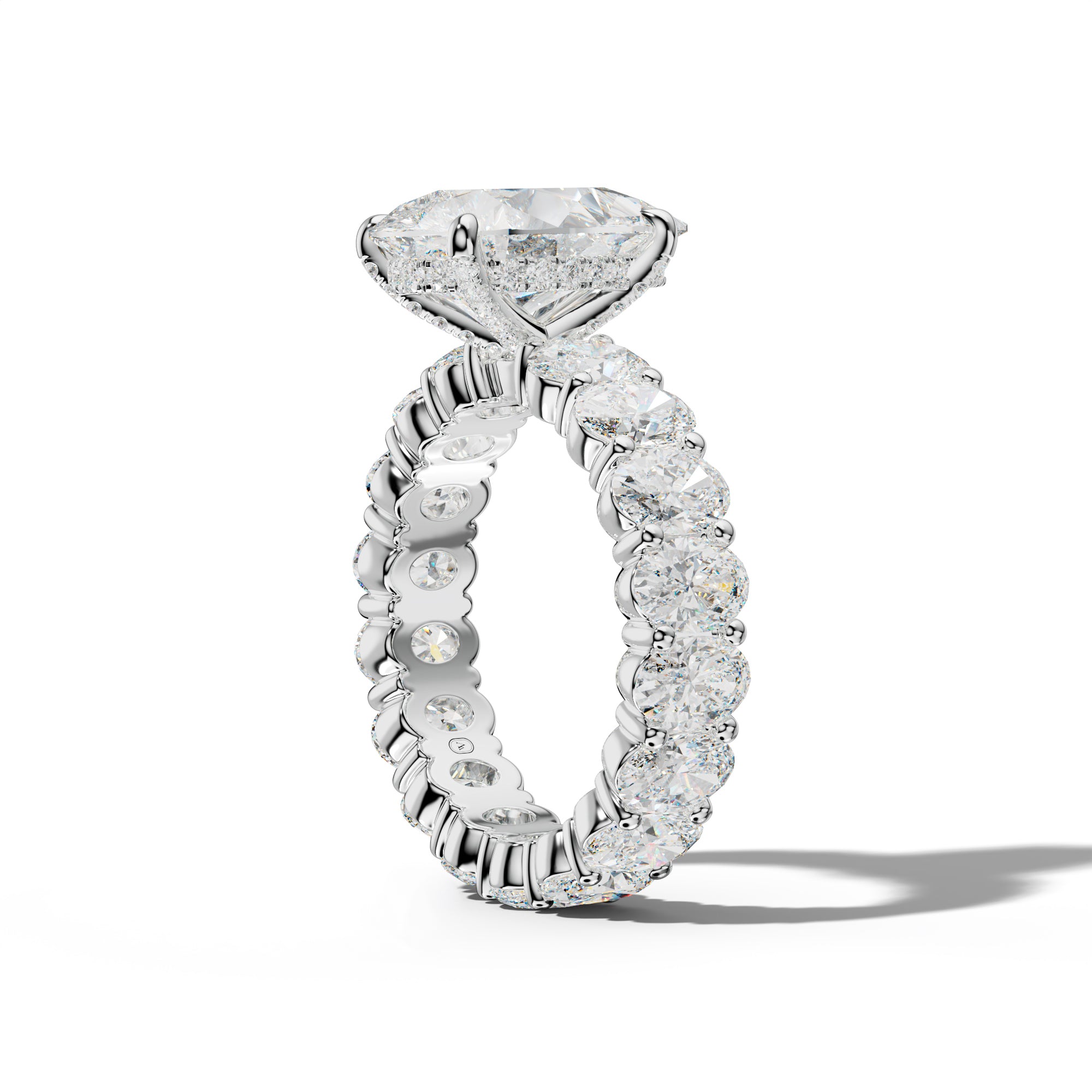 Belen Pear Shape Engagement Ring With Oval Side Stones