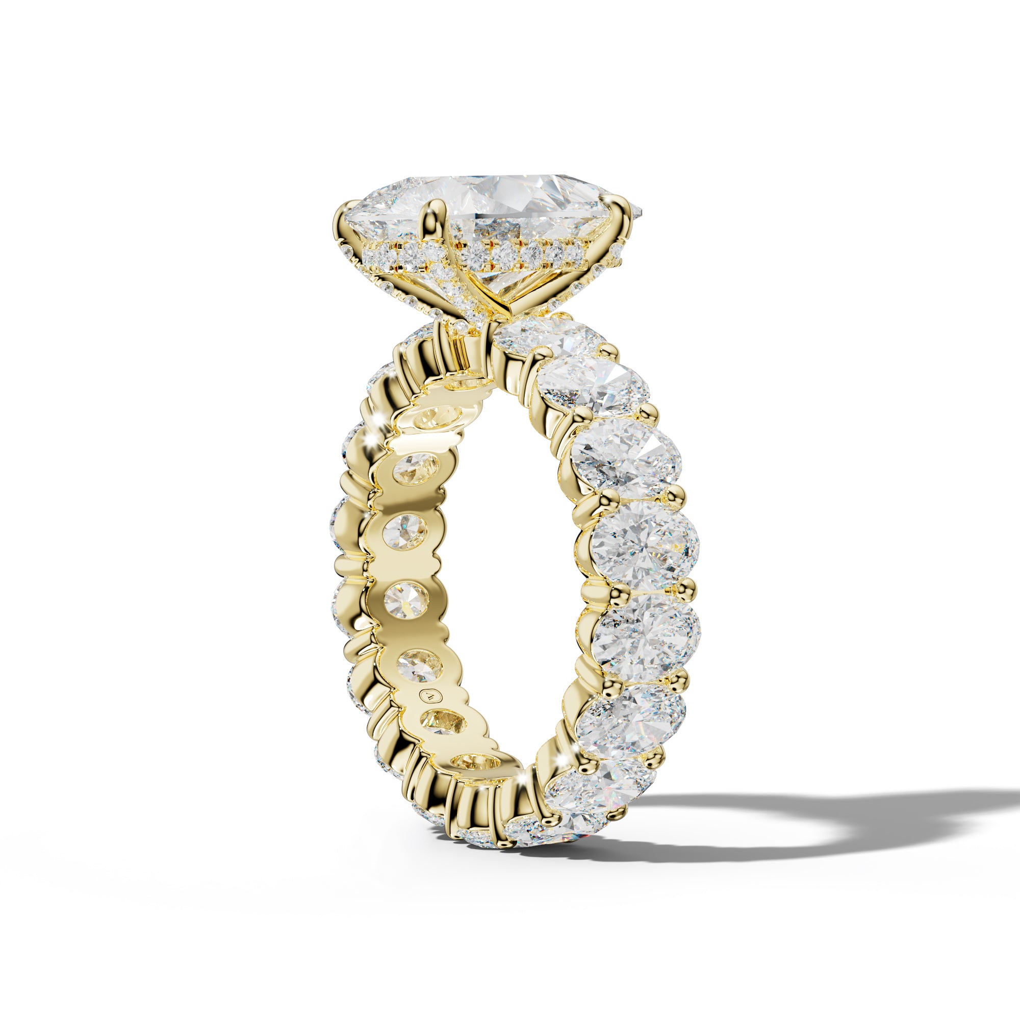 Belen Pear Shape Engagement Ring With Oval Side Stones