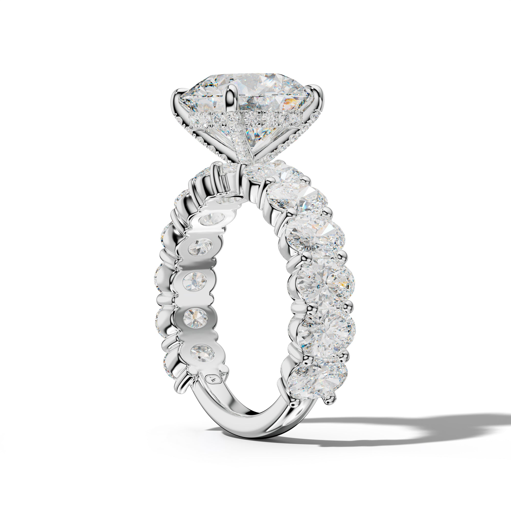 Aaliyah Round Diamond Engagement Ring With Oval Side Stones