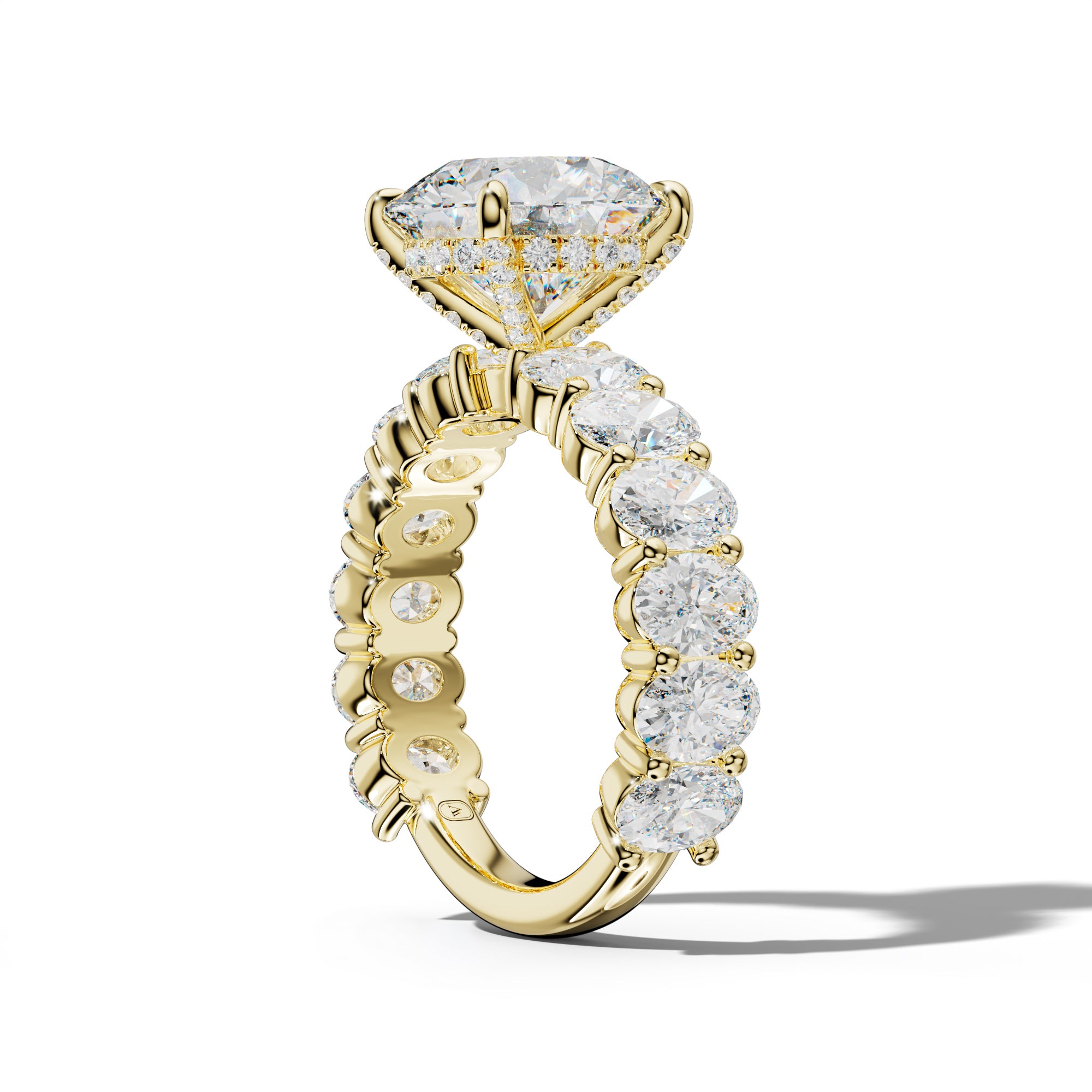 Aaliyah Round Diamond Engagement Ring With Oval Side Stones