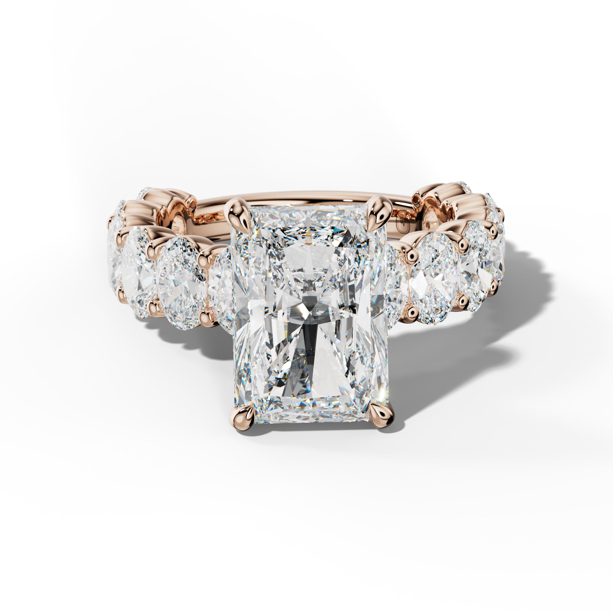 Aaliyah Radiant Diamond Engagement Ring With Oval Side Stones