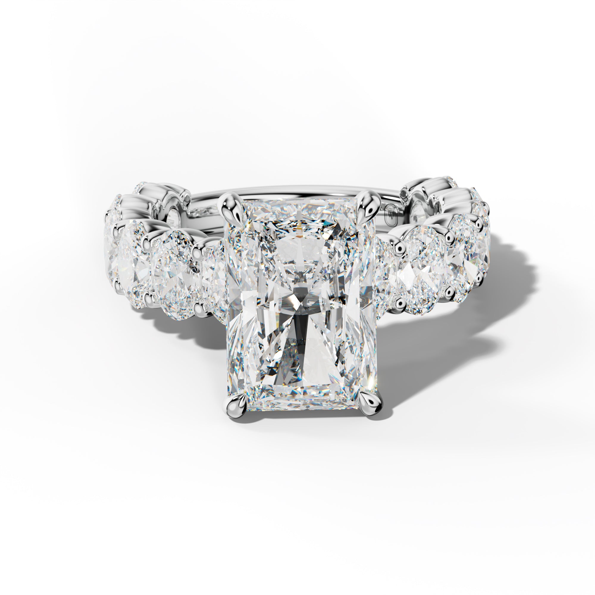 Aaliyah Radiant Diamond Engagement Ring With Oval Side Stones
