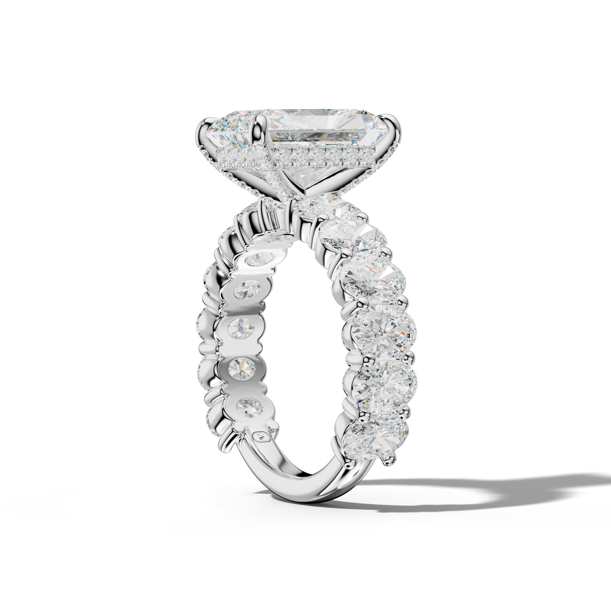 Aaliyah Radiant Diamond Engagement Ring With Oval Side Stones