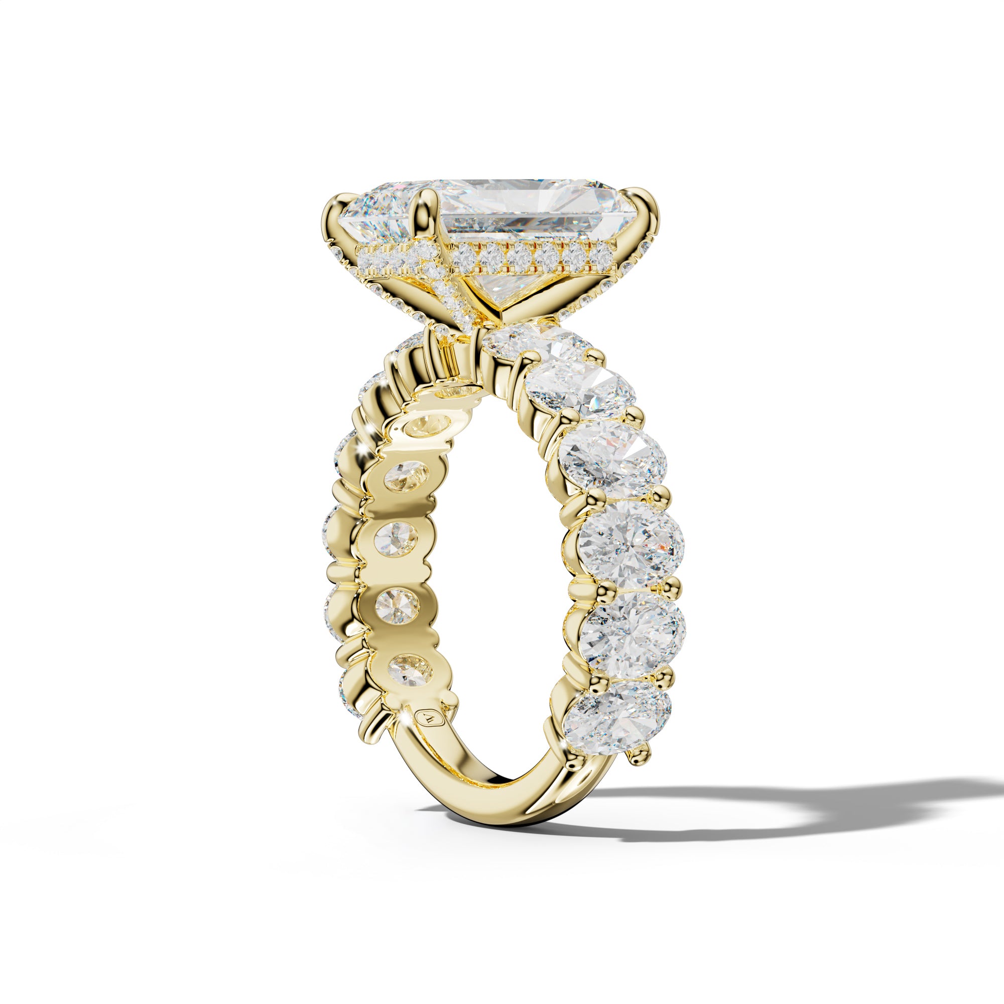 Aaliyah Radiant Diamond Engagement Ring With Oval Side Stones