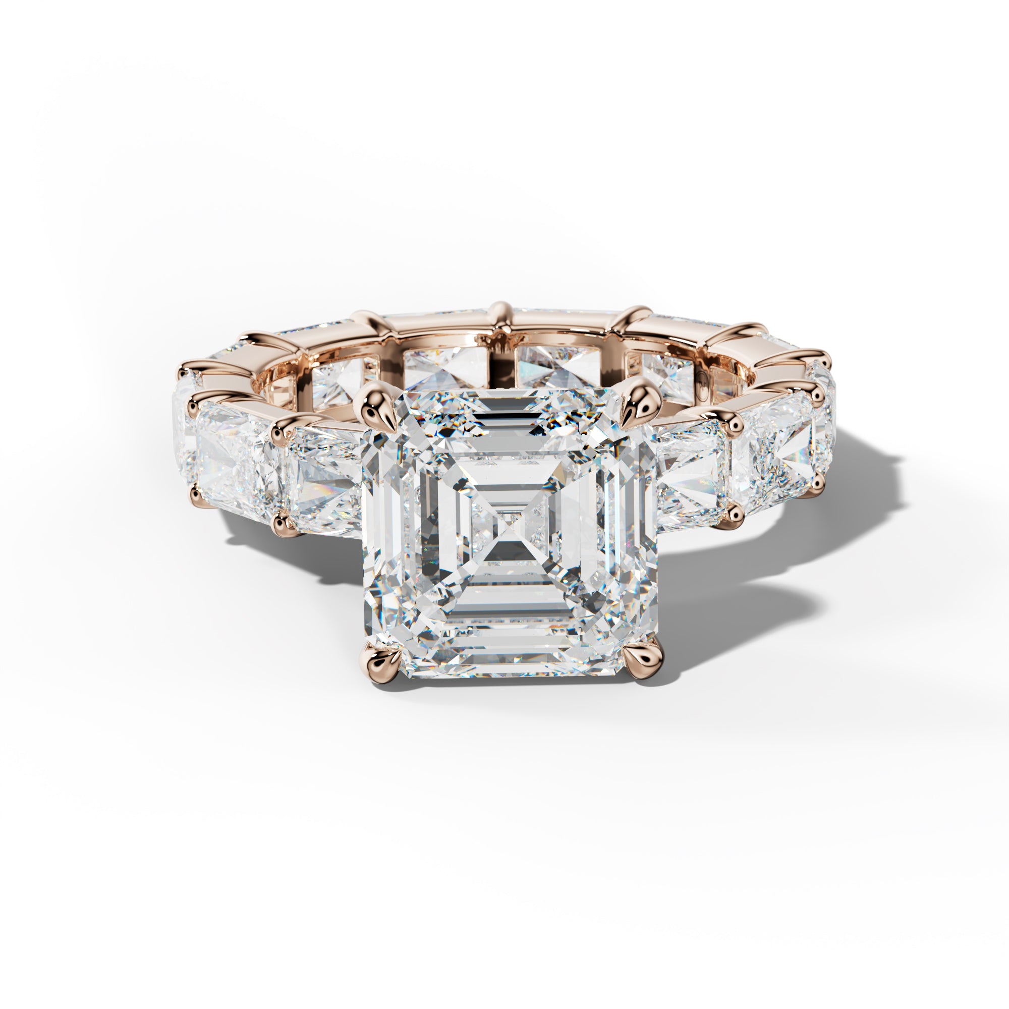 Rachel Asscher Diamond Engagement Ring With East West Radiant Side Stones