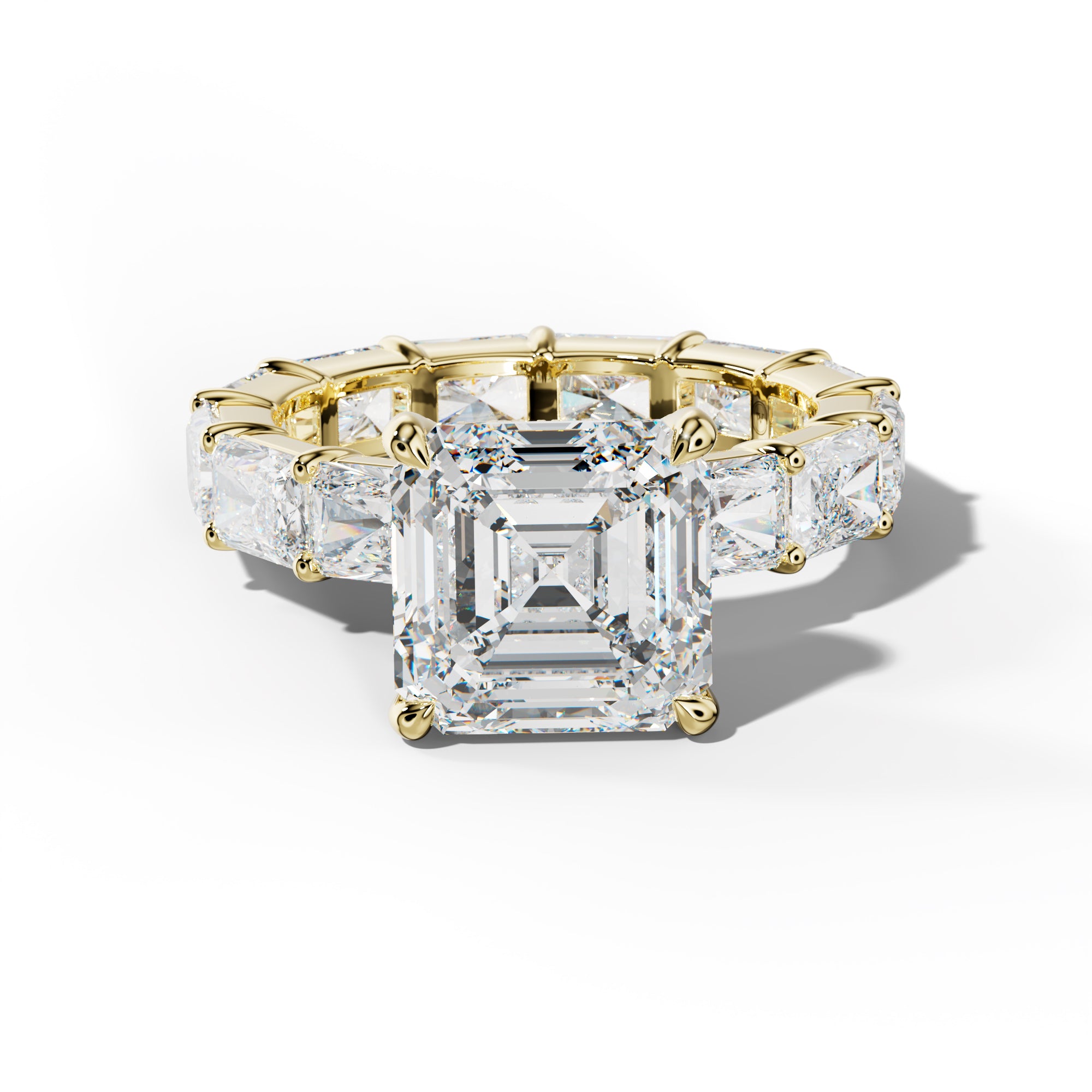 Rachel Asscher Diamond Engagement Ring With East West Radiant Side Stones