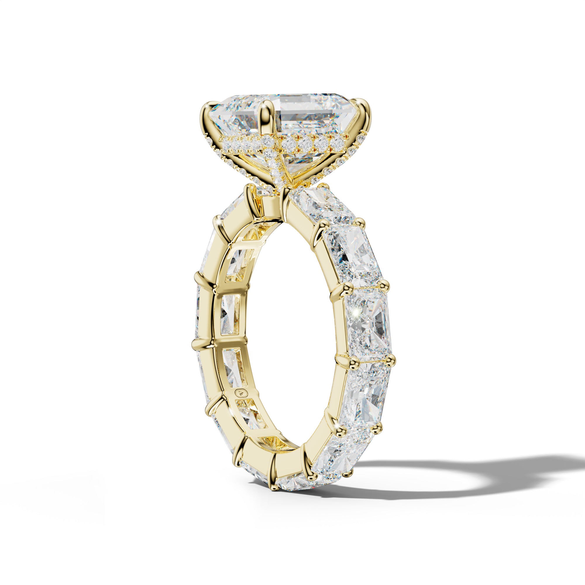 Rachel Asscher Diamond Engagement Ring With East West Radiant Side Stones