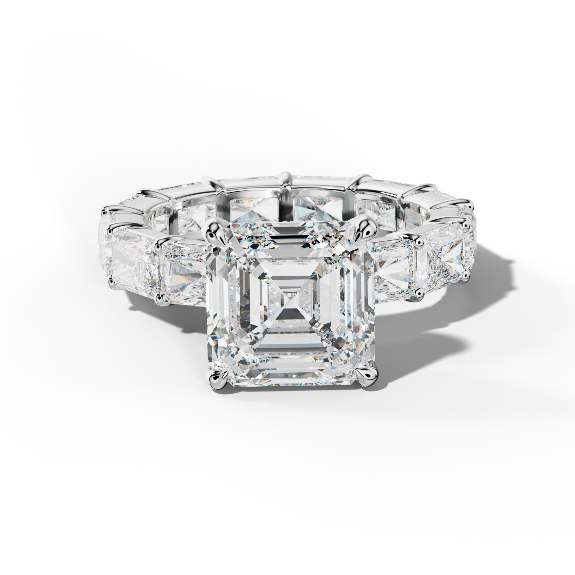 Rachel Asscher Diamond Engagement Ring With East West Radiant Side Stones