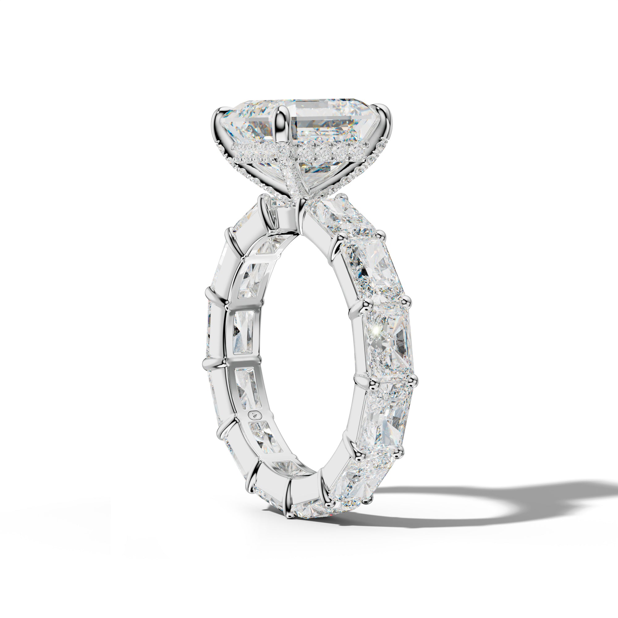 Rachel Asscher Diamond Engagement Ring With East West Radiant Side Stones