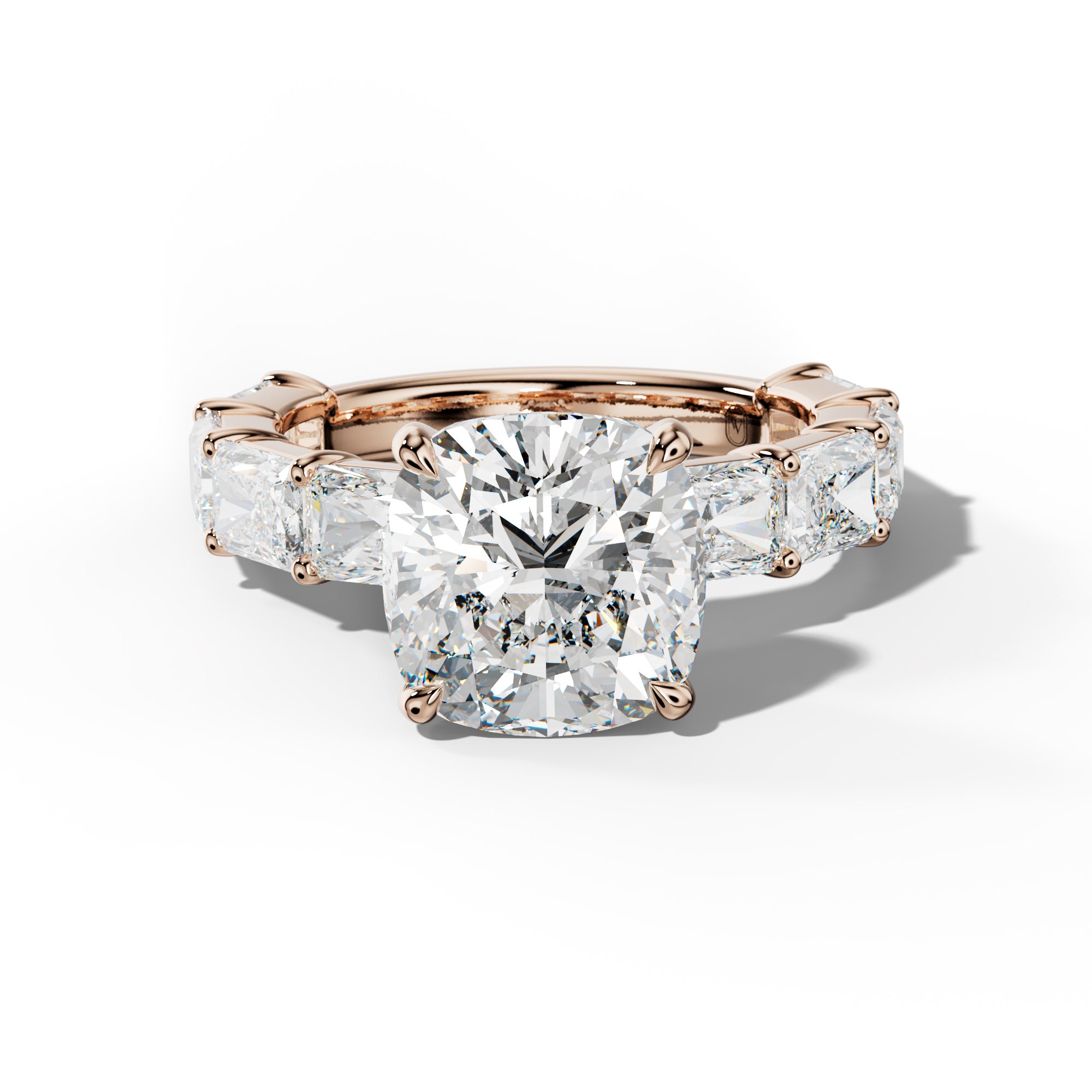 Della Cushion Diamond Engagement Ring With East West Radiant Side Stones