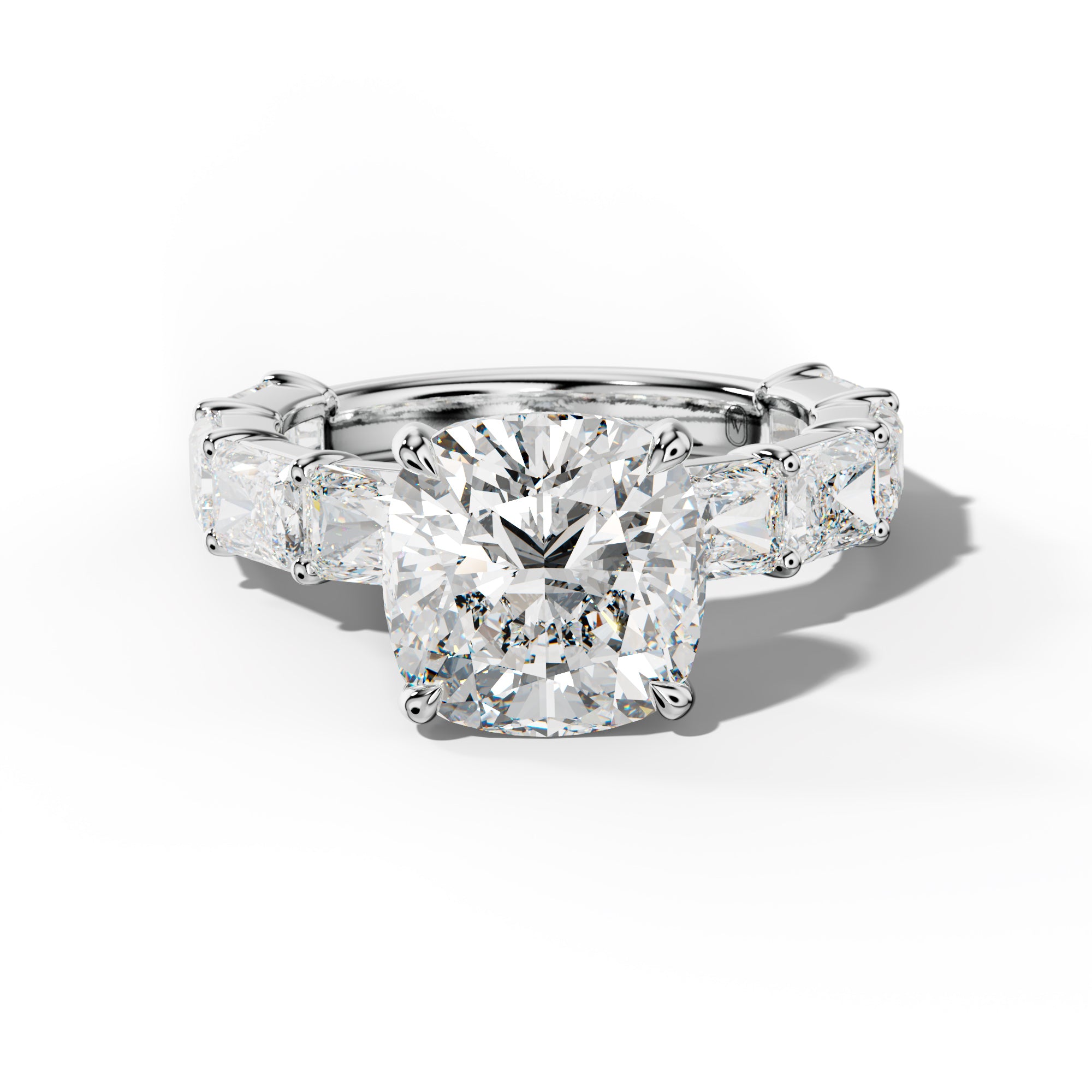 Della Cushion Diamond Engagement Ring With East West Radiant Side Stones