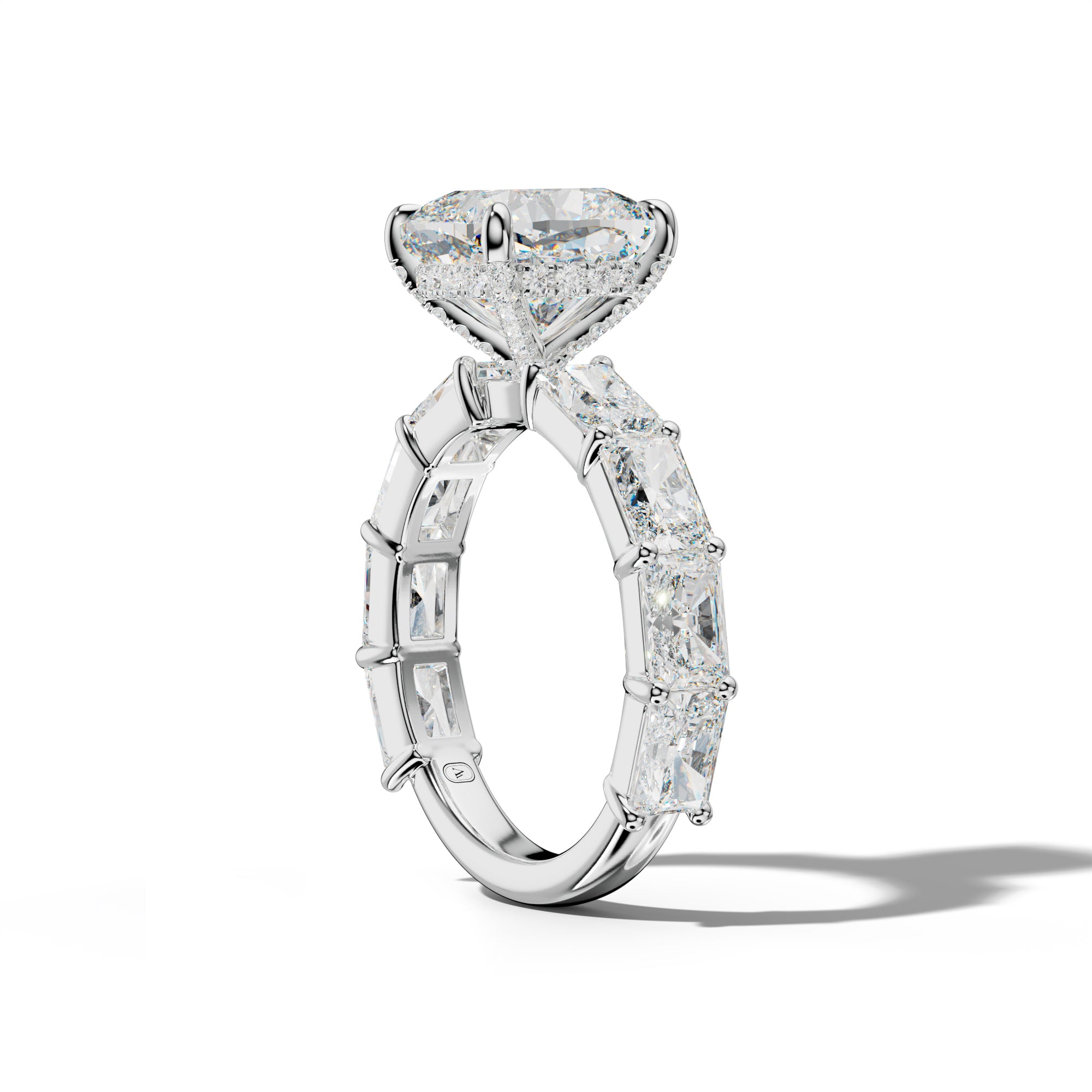 Della Cushion Diamond Engagement Ring With East West Radiant Side Stones