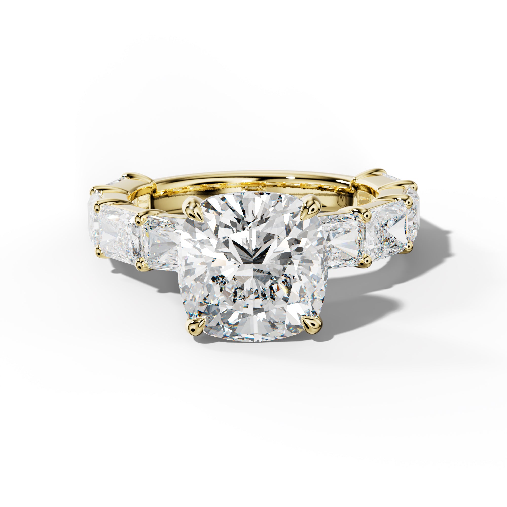 Della Cushion Diamond Engagement Ring With East West Radiant Side Stones