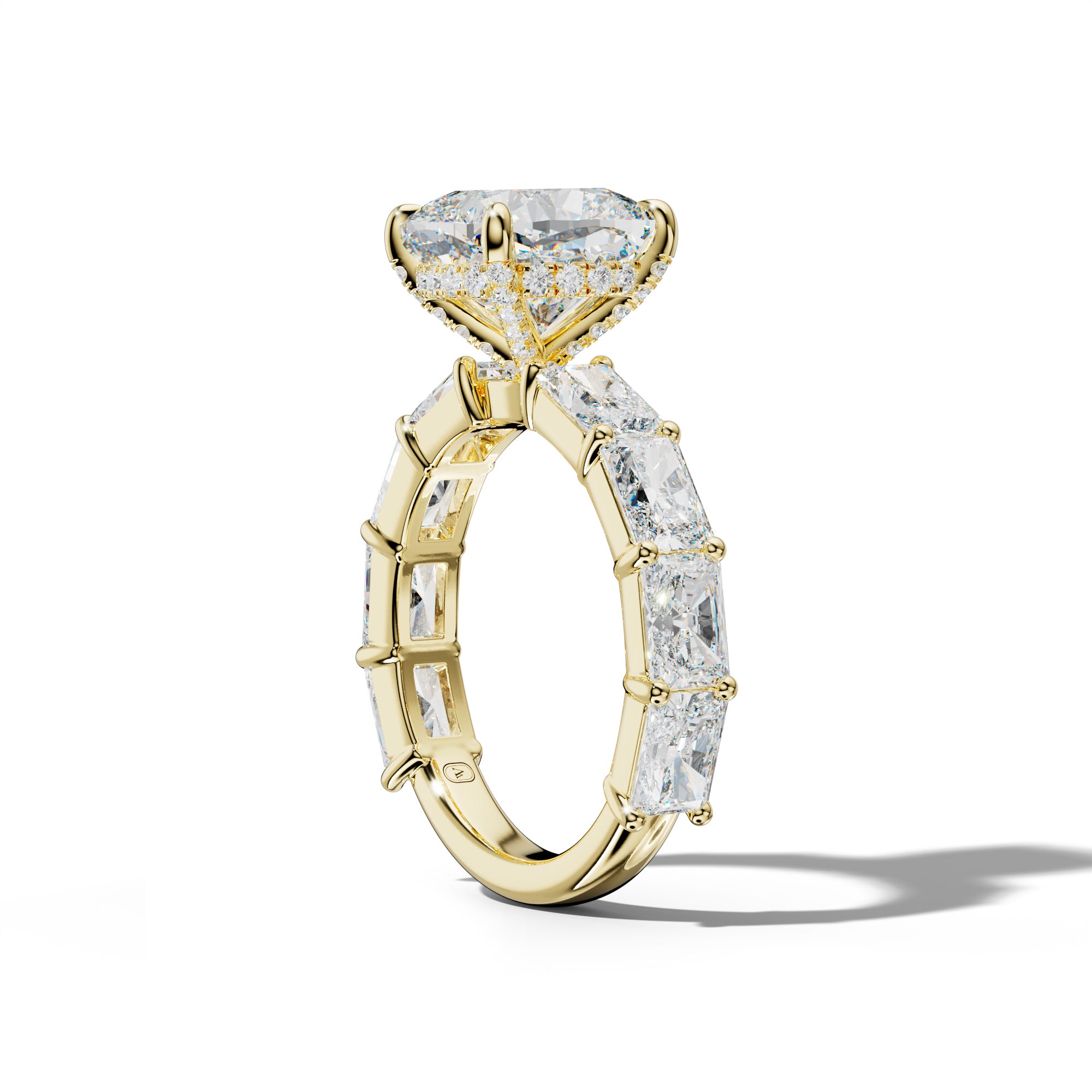 Della Cushion Diamond Engagement Ring With East West Radiant Side Stones