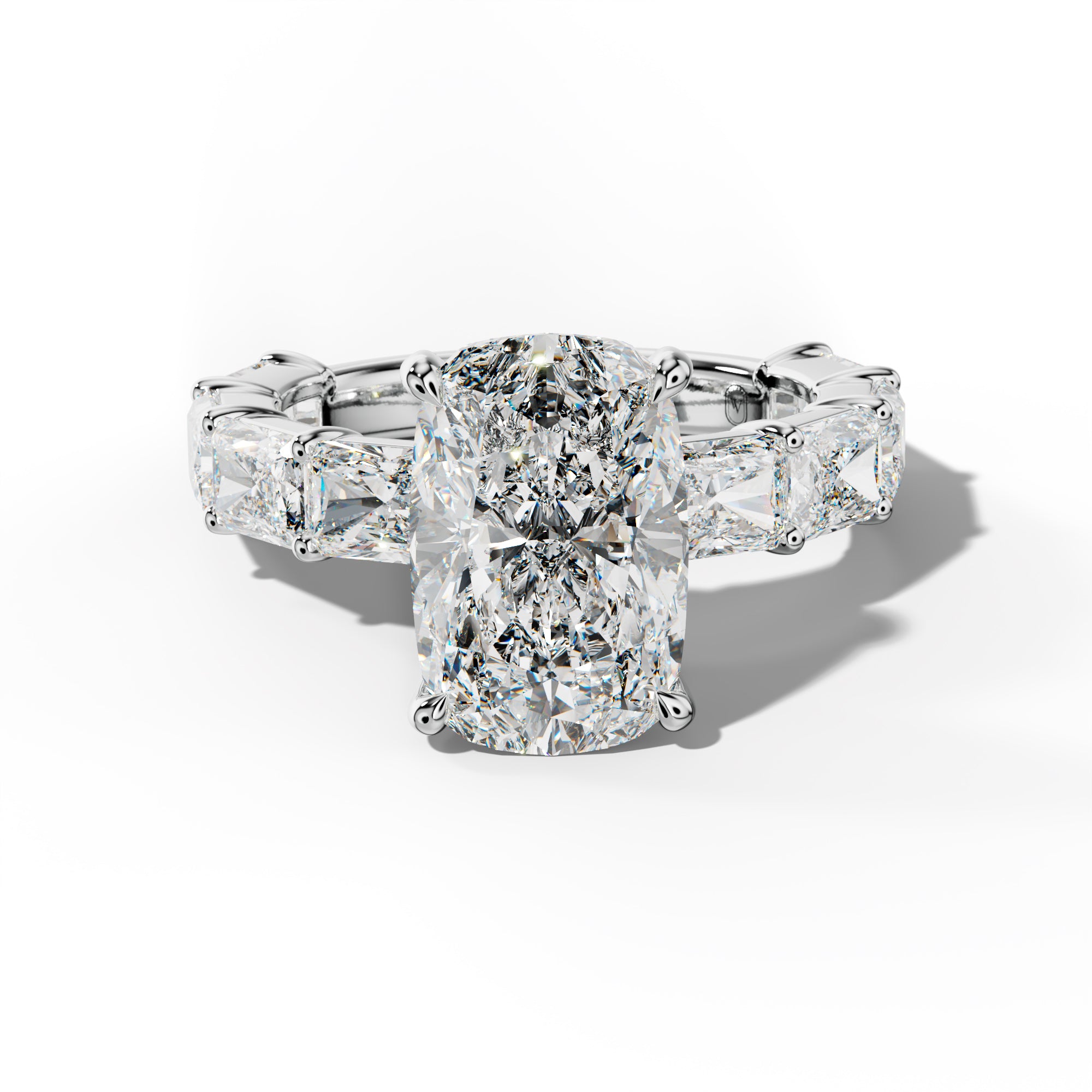 Della Elongated Cushion Diamond Engagement Ring With East West Radiant Side Stones