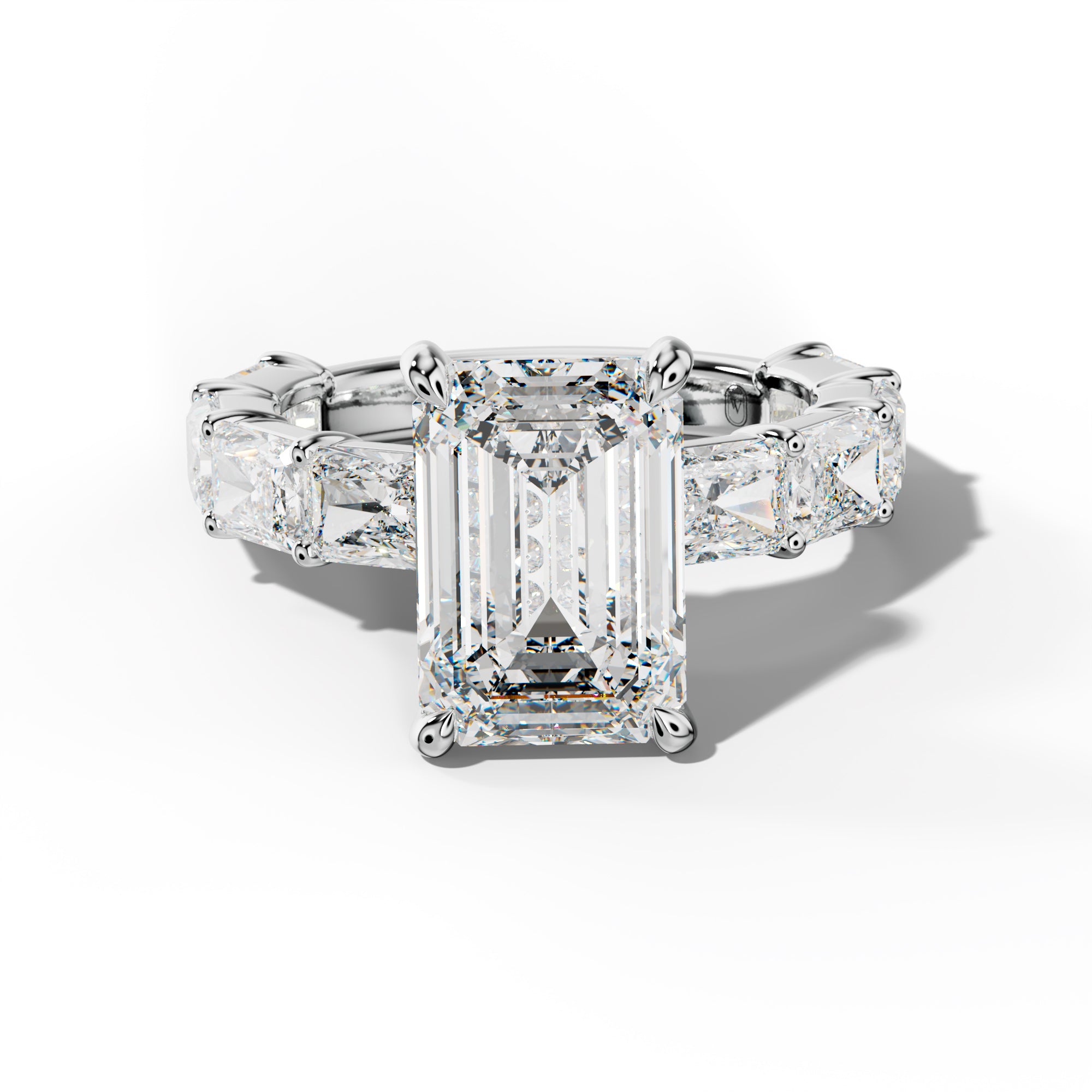 Della Emerald Cut Engagement Ring With East West Radiant Side Stones
