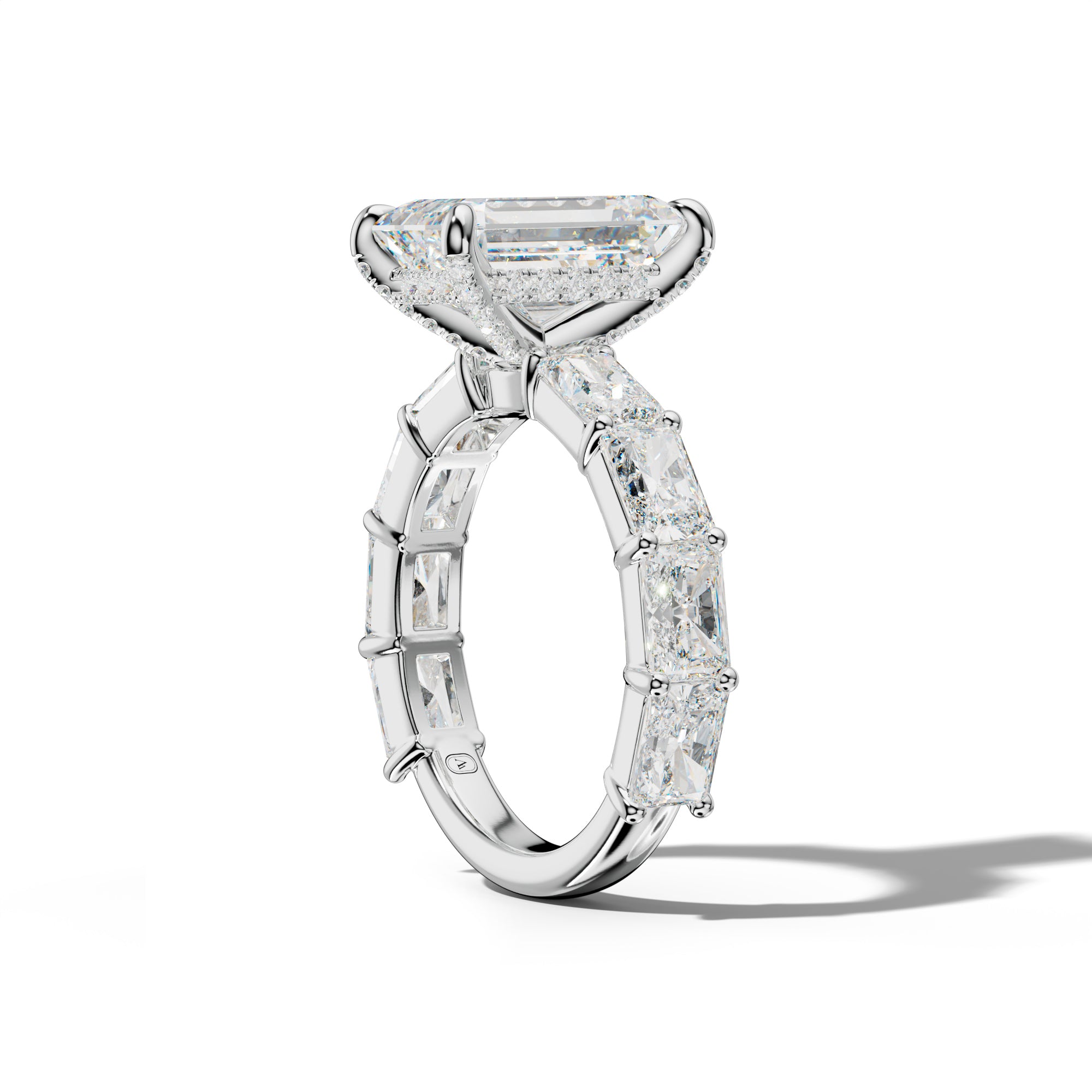 Della Emerald Cut Engagement Ring With East West Radiant Side Stones