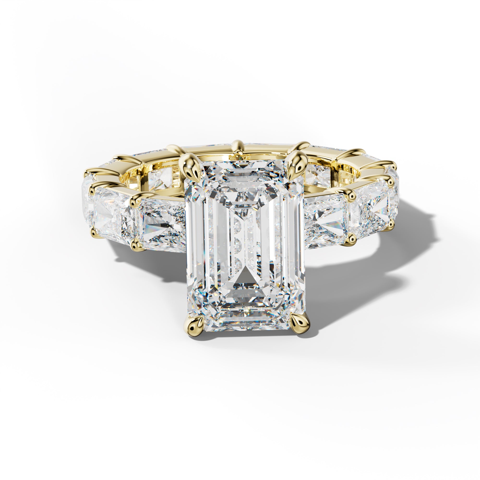 Rachel Emerald Cut Engagement Ring With East West Radiant Side Stones
