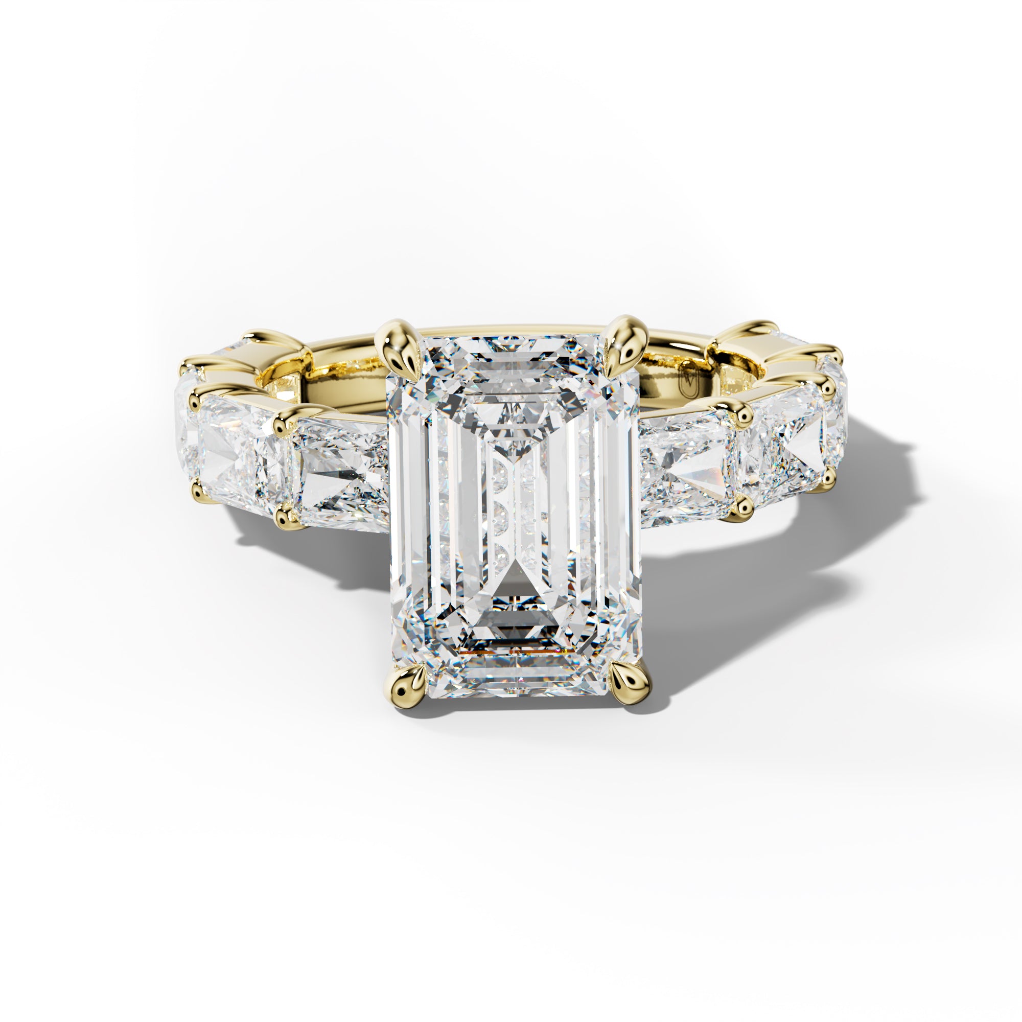 Della Emerald Cut Engagement Ring With East West Radiant Side Stones