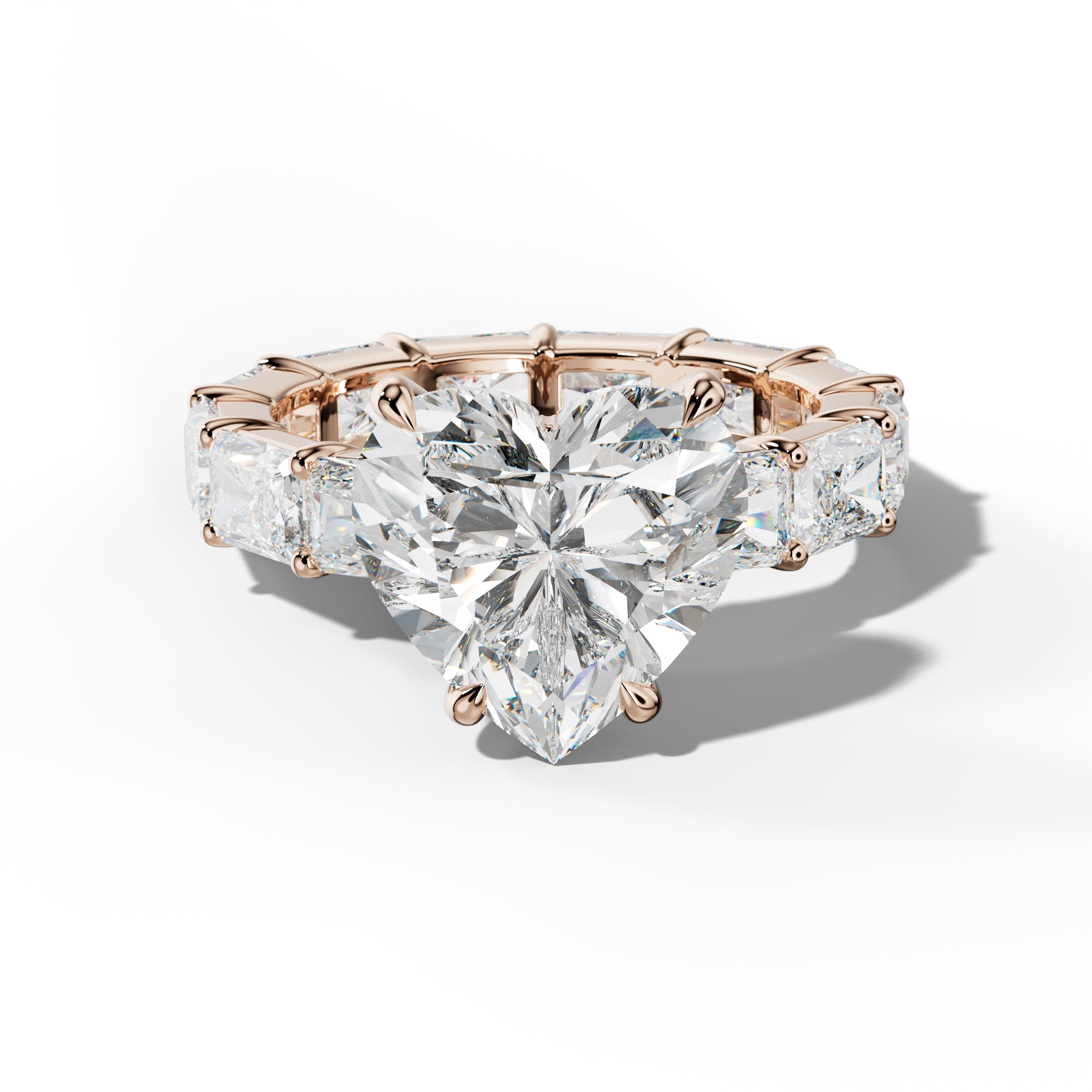 Rachel Heart Diamond Engagement Ring With East West Radiant Side Stones