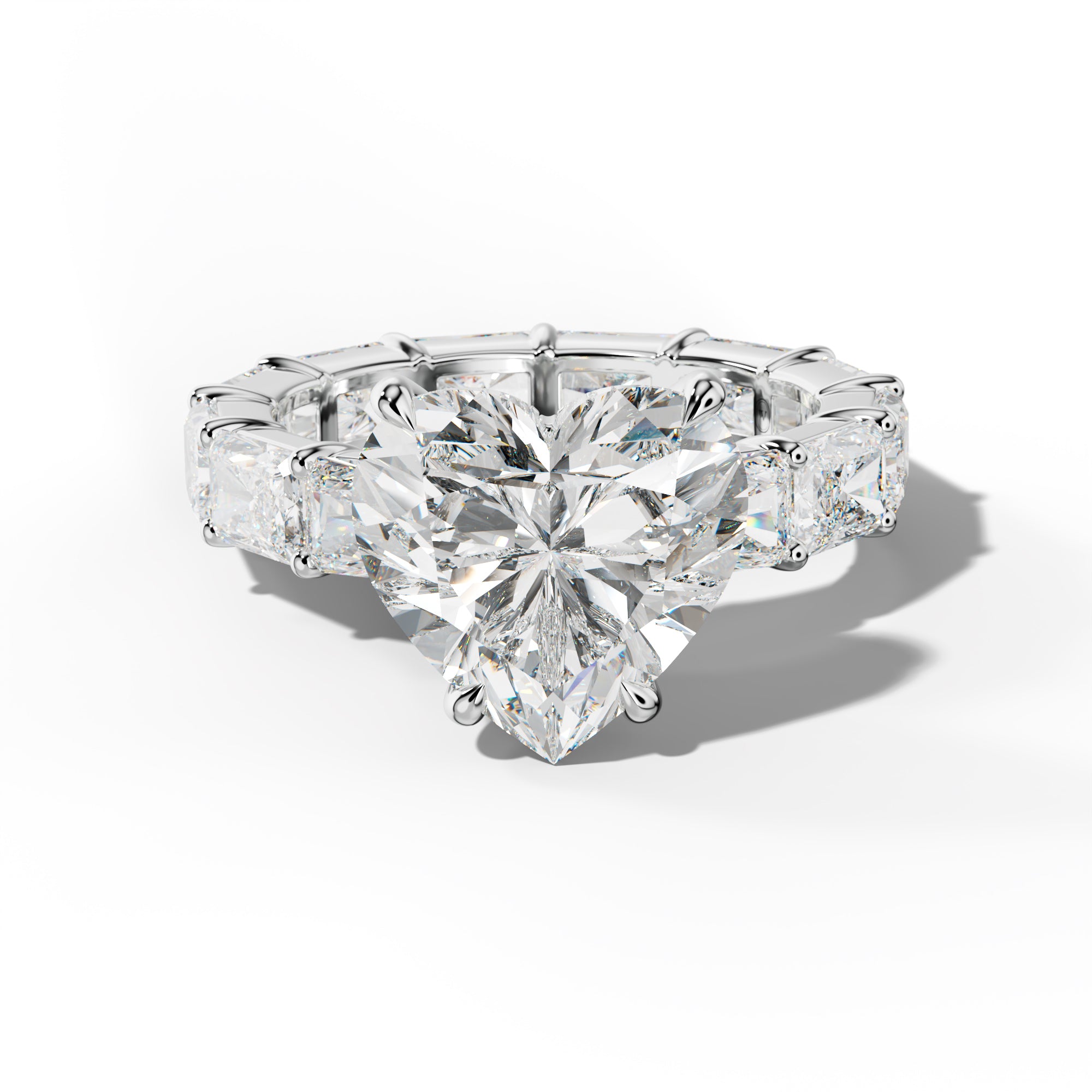 Rachel Heart Diamond Engagement Ring With East West Radiant Side Stones