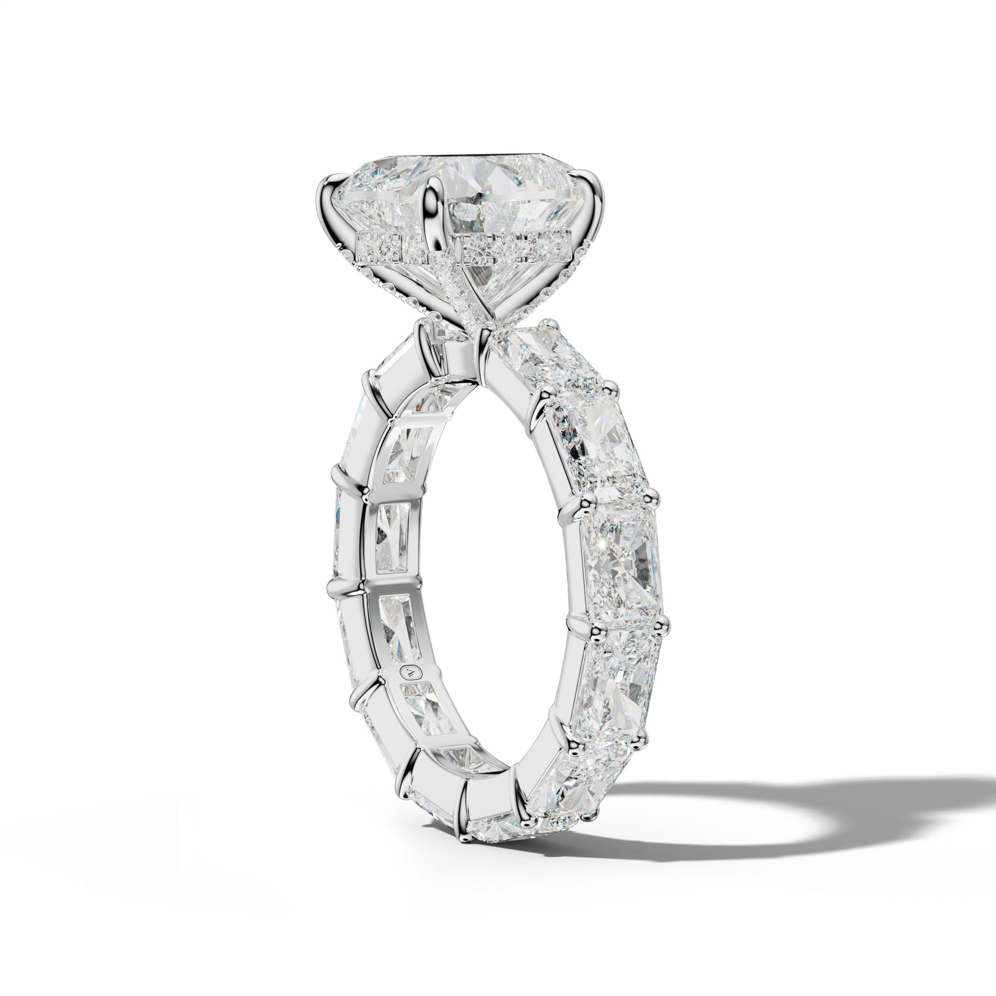 Rachel Heart Diamond Engagement Ring With East West Radiant Side Stones