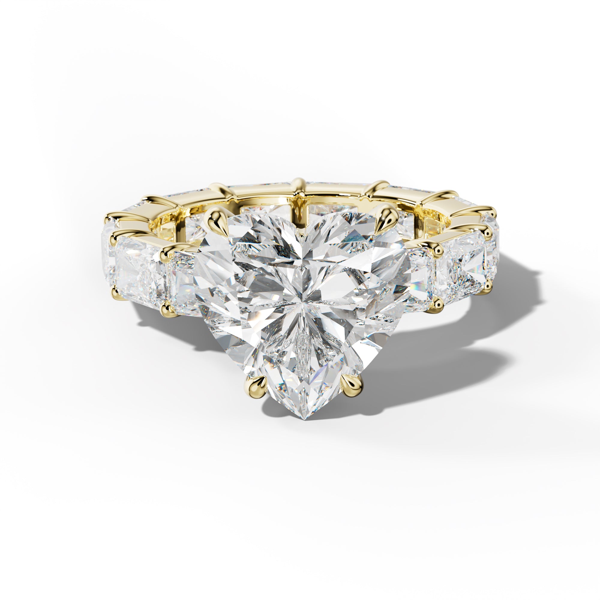 Rachel Heart Diamond Engagement Ring With East West Radiant Side Stones