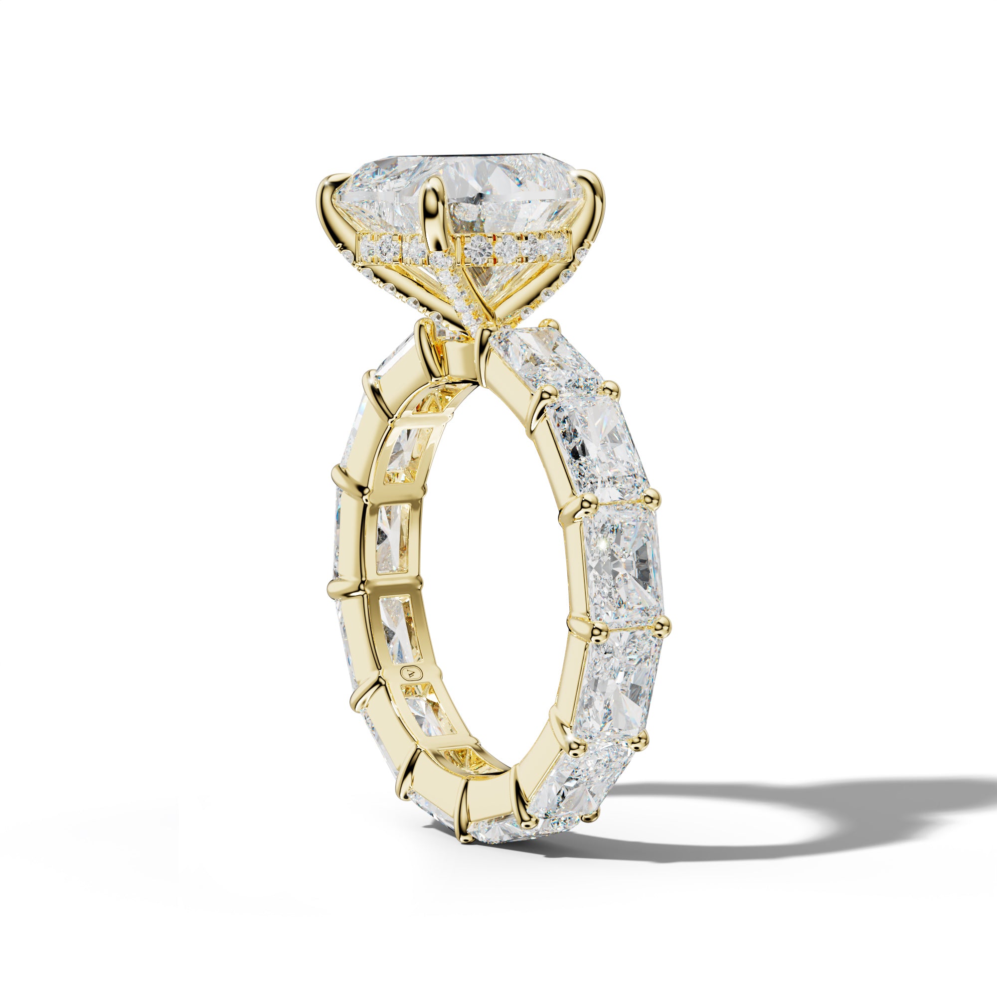 Rachel Heart Diamond Engagement Ring With East West Radiant Side Stones
