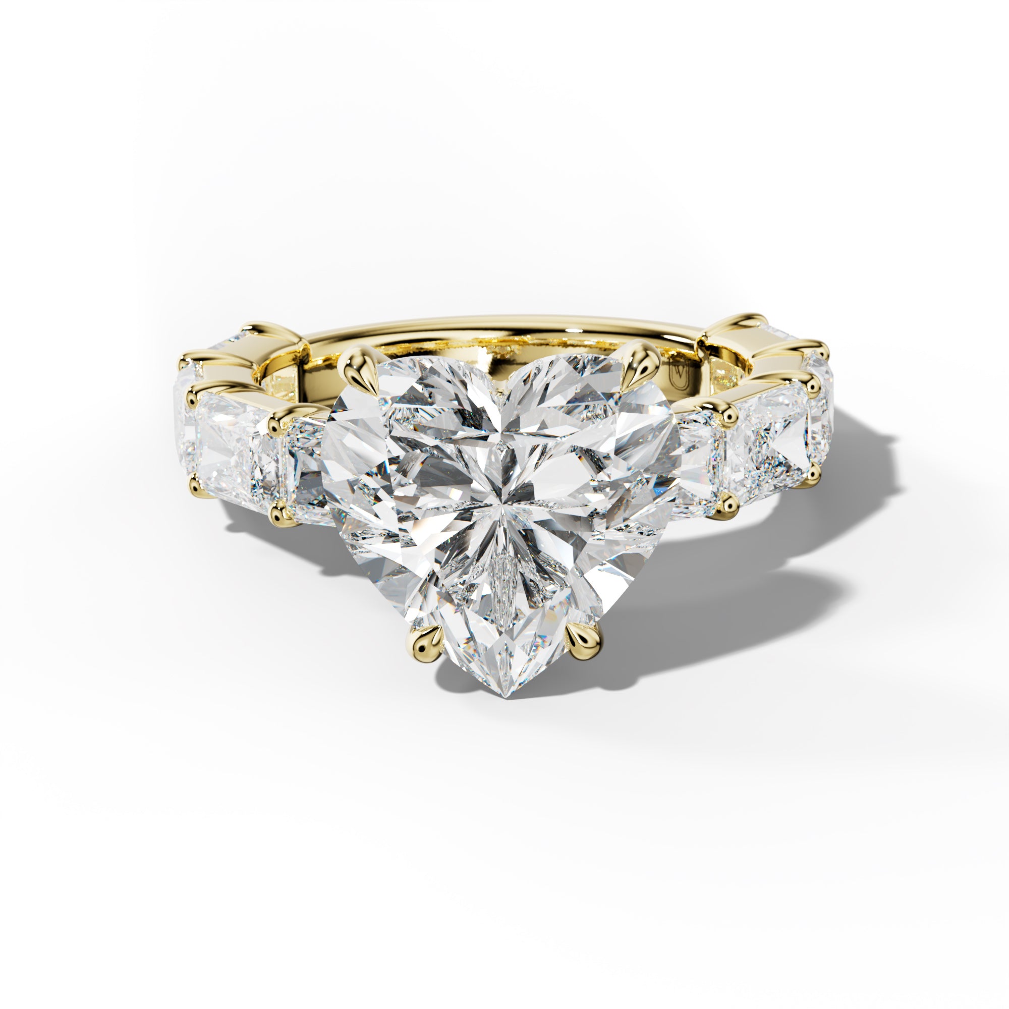 Della Heart Diamond Engagement Ring With East West Radiant Side Stones