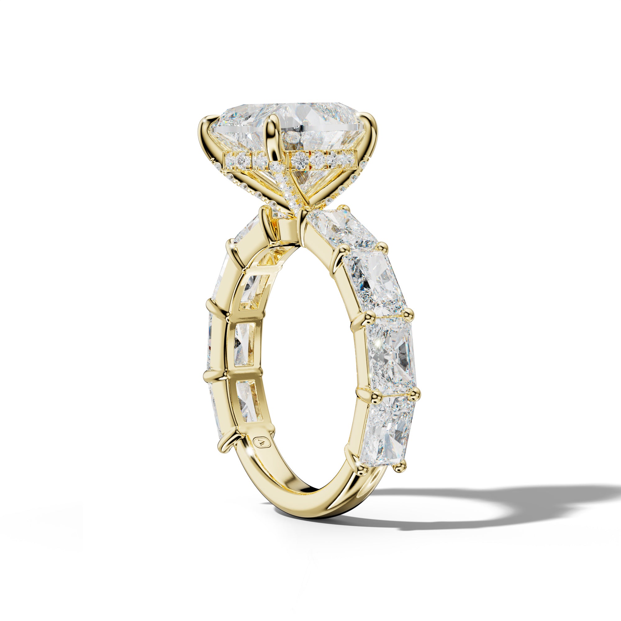 Della Heart Diamond Engagement Ring With East West Radiant Side Stones