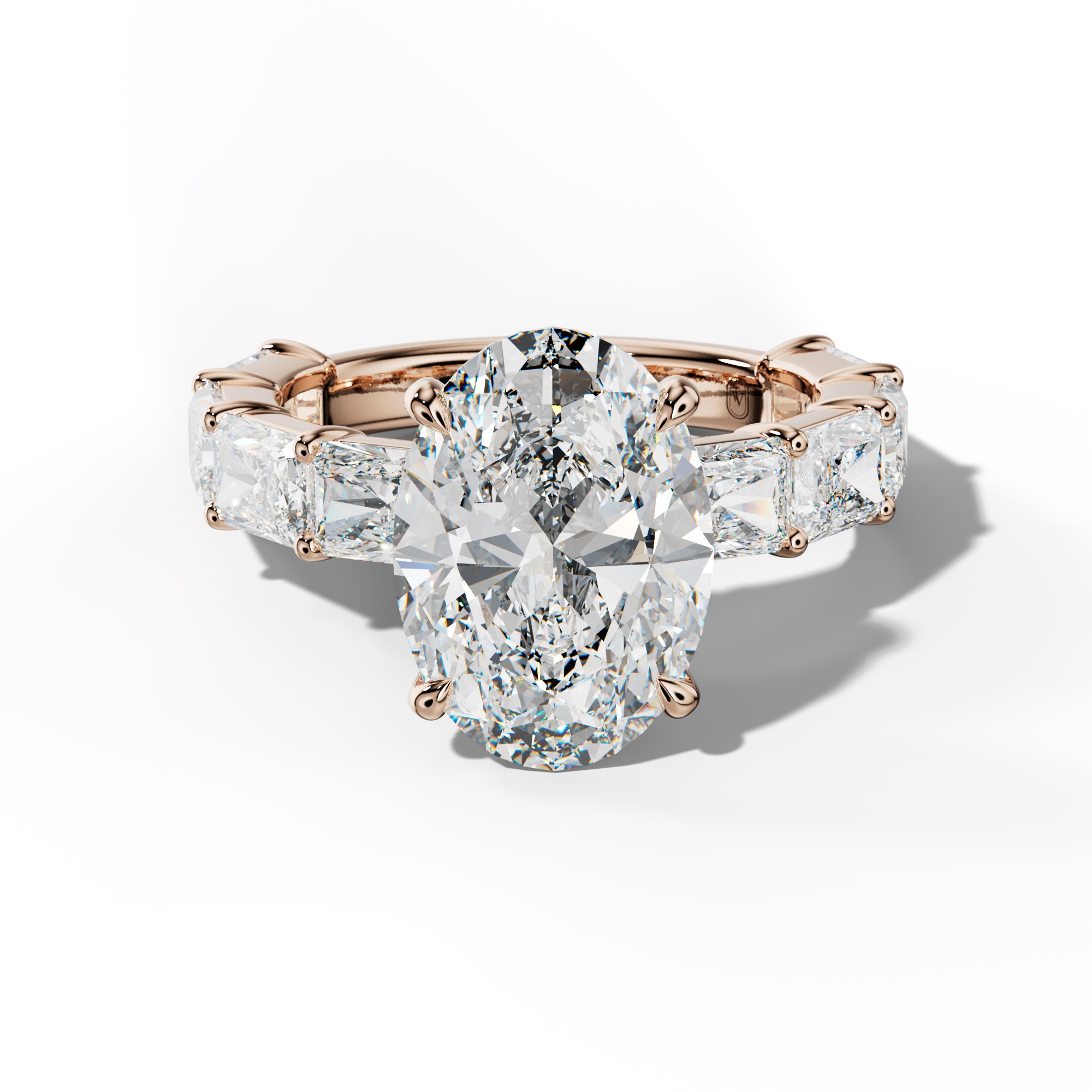 Della Oval Diamond Engagement Ring With East West Radiant Side Stones