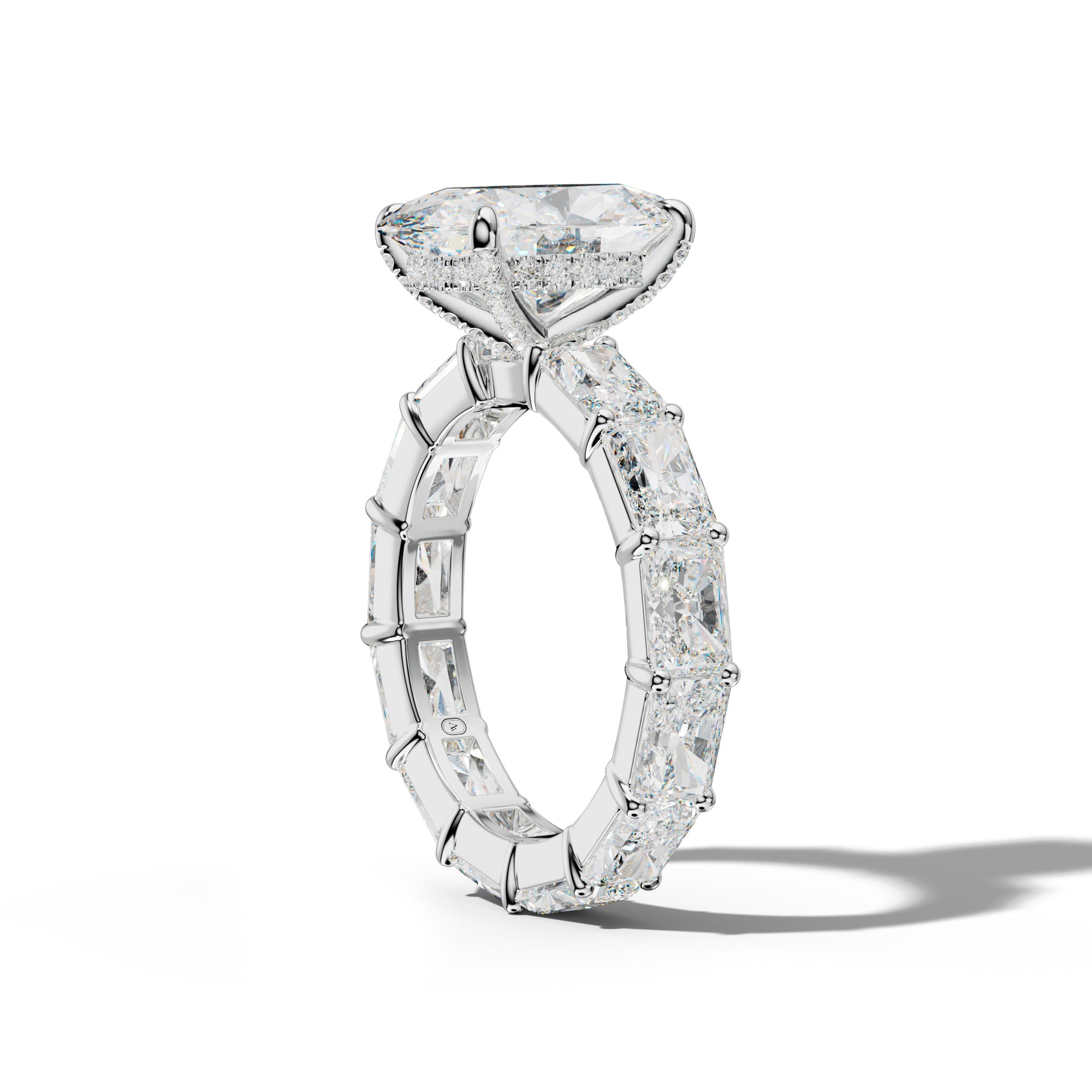 Rachel Oval Diamond Engagement Ring With East West Radiant Side Stones