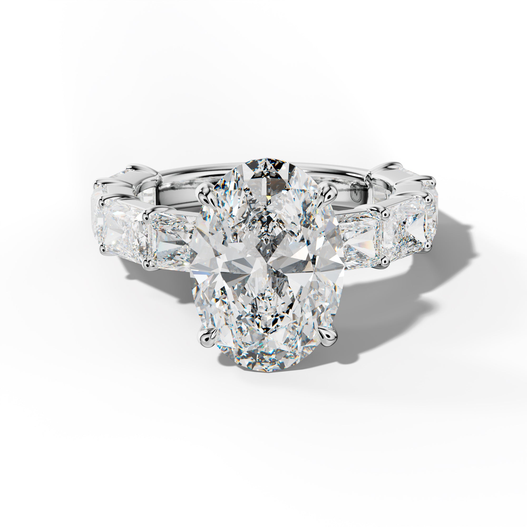 Della Oval Diamond Engagement Ring With East West Radiant Side Stones