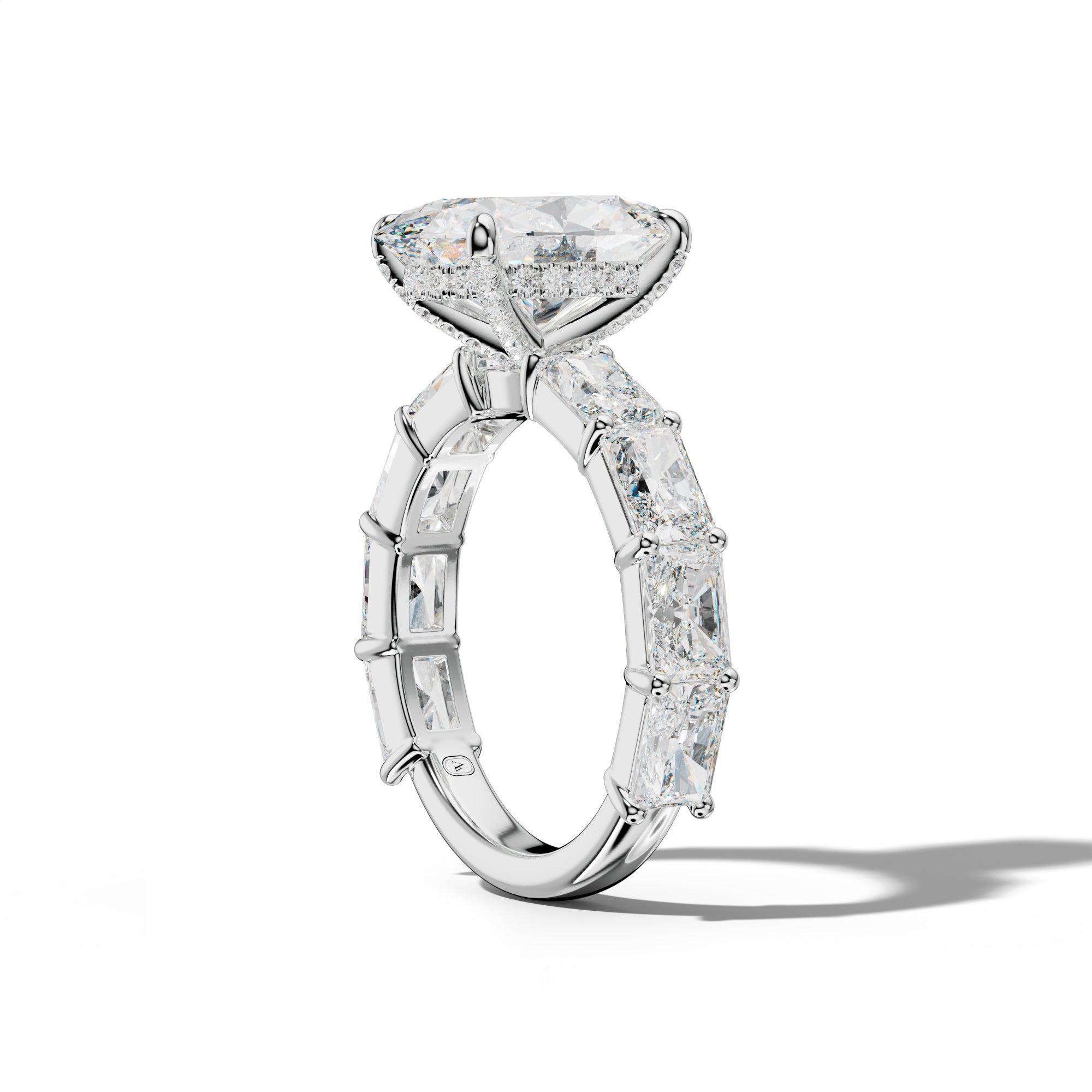 Della Oval Diamond Engagement Ring With East West Radiant Side Stones