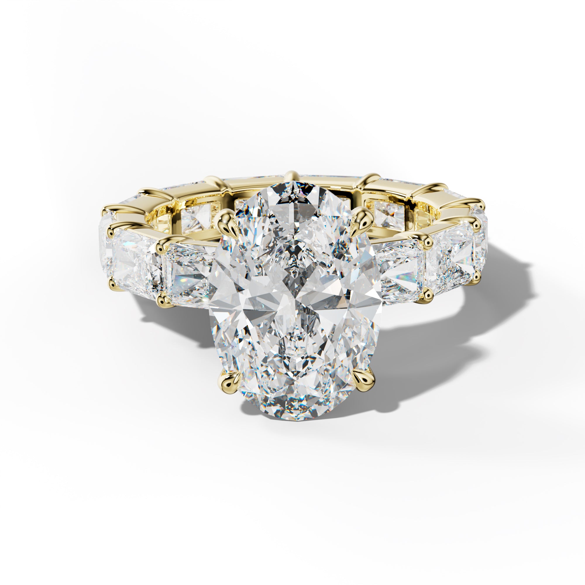Rachel Oval Diamond Engagement Ring With East West Radiant Side Stones