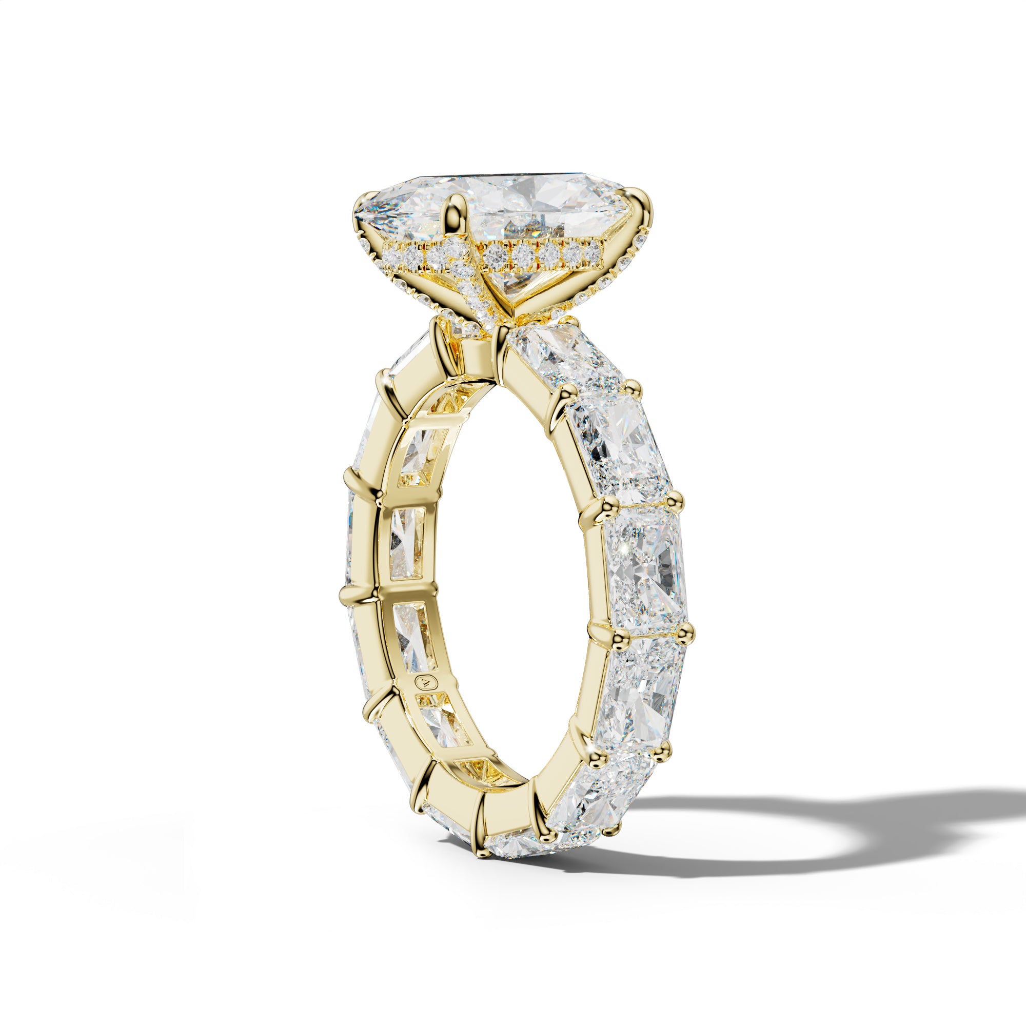 Rachel Oval Diamond Engagement Ring With East West Radiant Side Stones