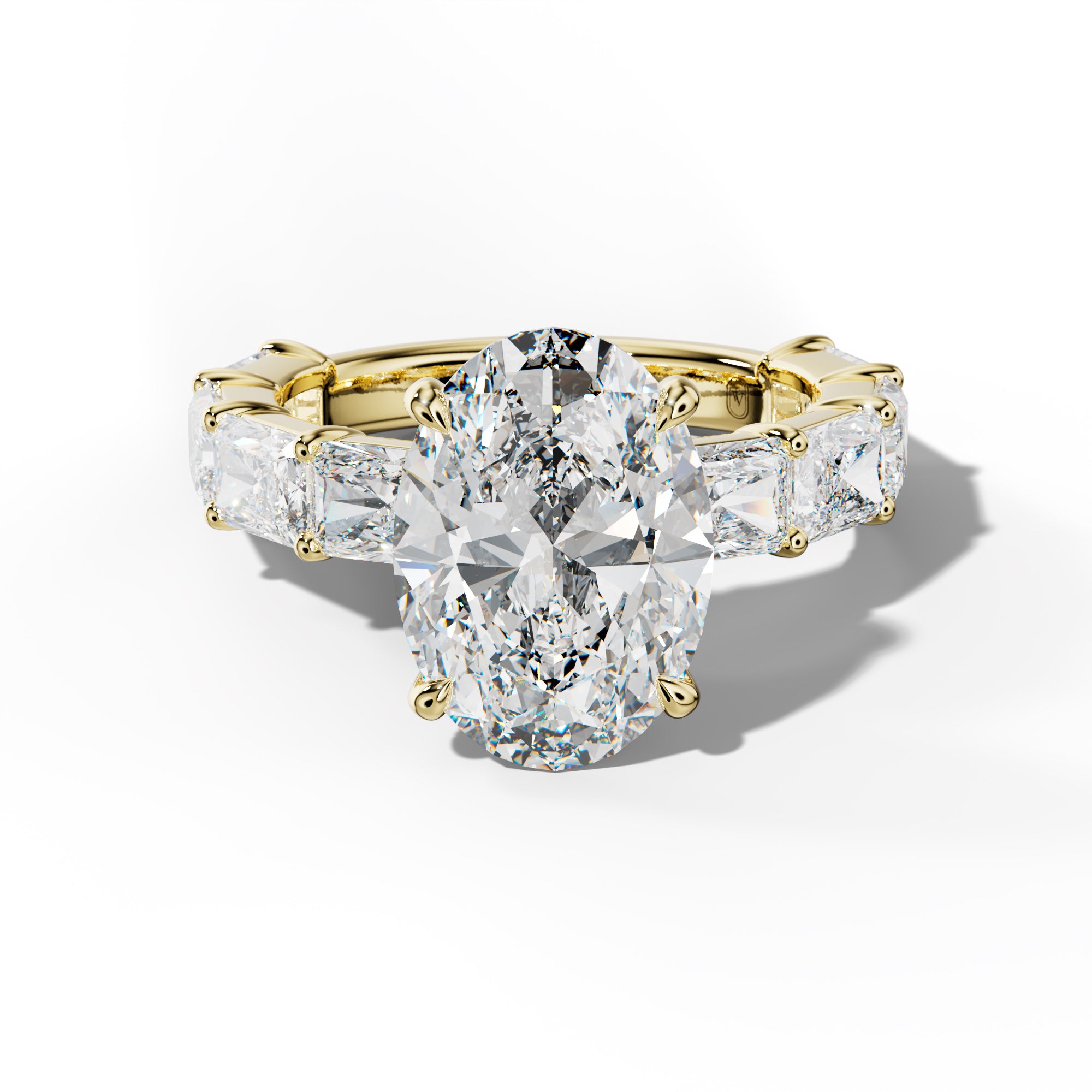 Della Oval Diamond Engagement Ring With East West Radiant Side Stones