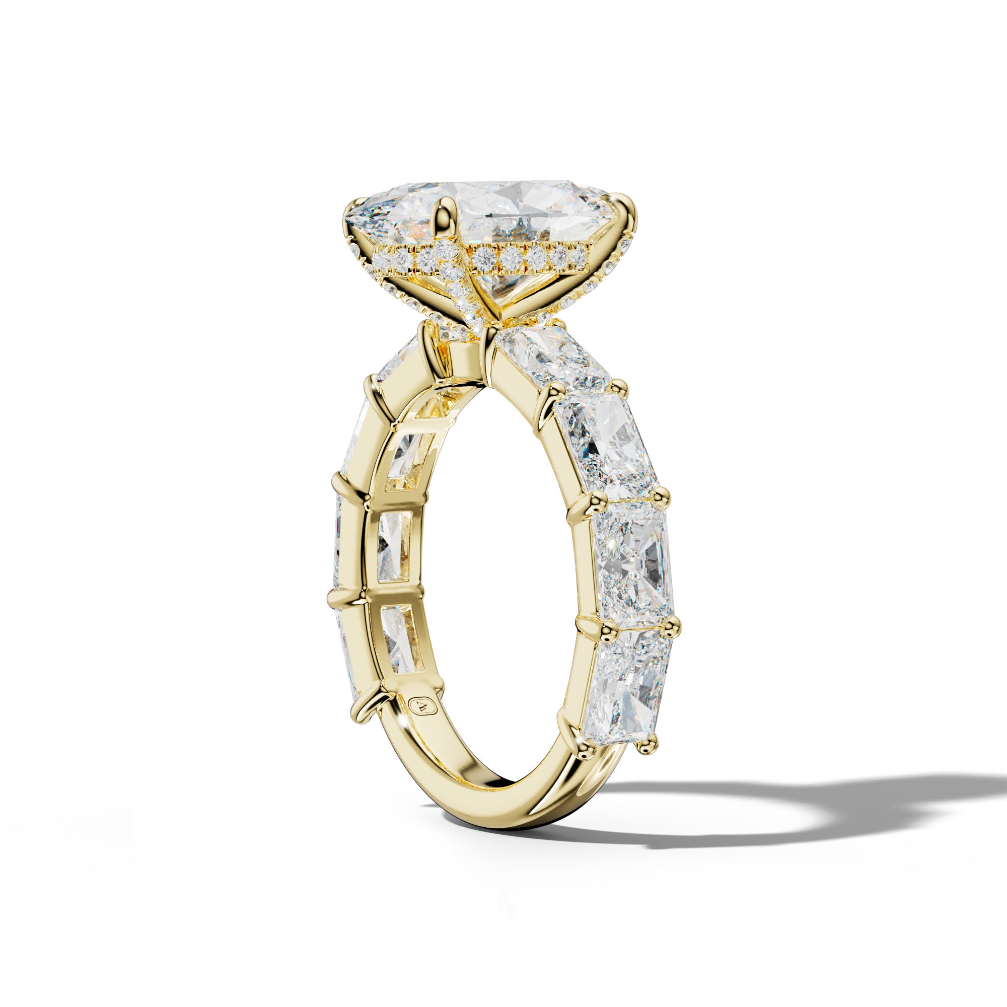 Della Oval Diamond Engagement Ring With East West Radiant Side Stones