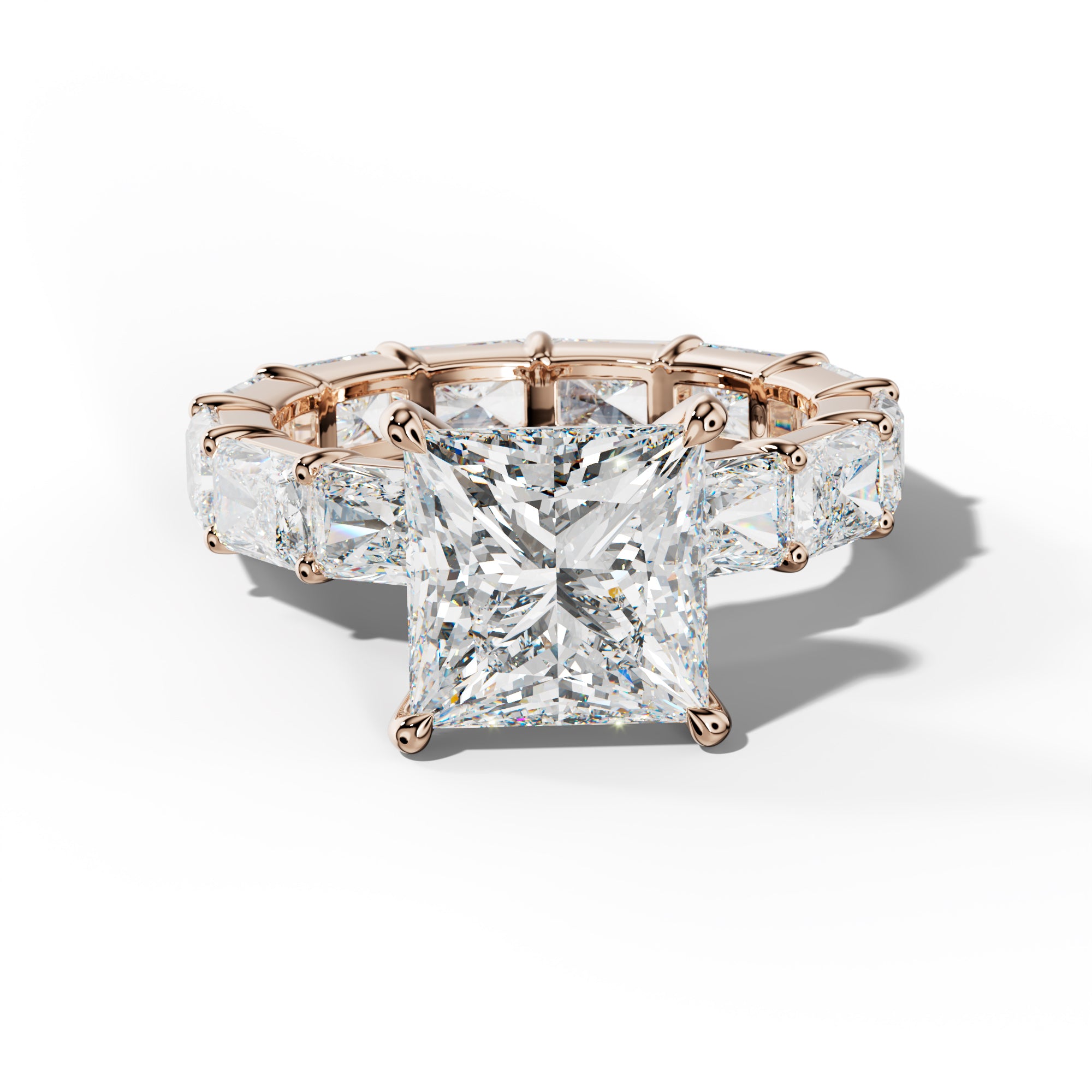 Rachel Princess Cut Engagement Ring With East West Radiant Side Stones