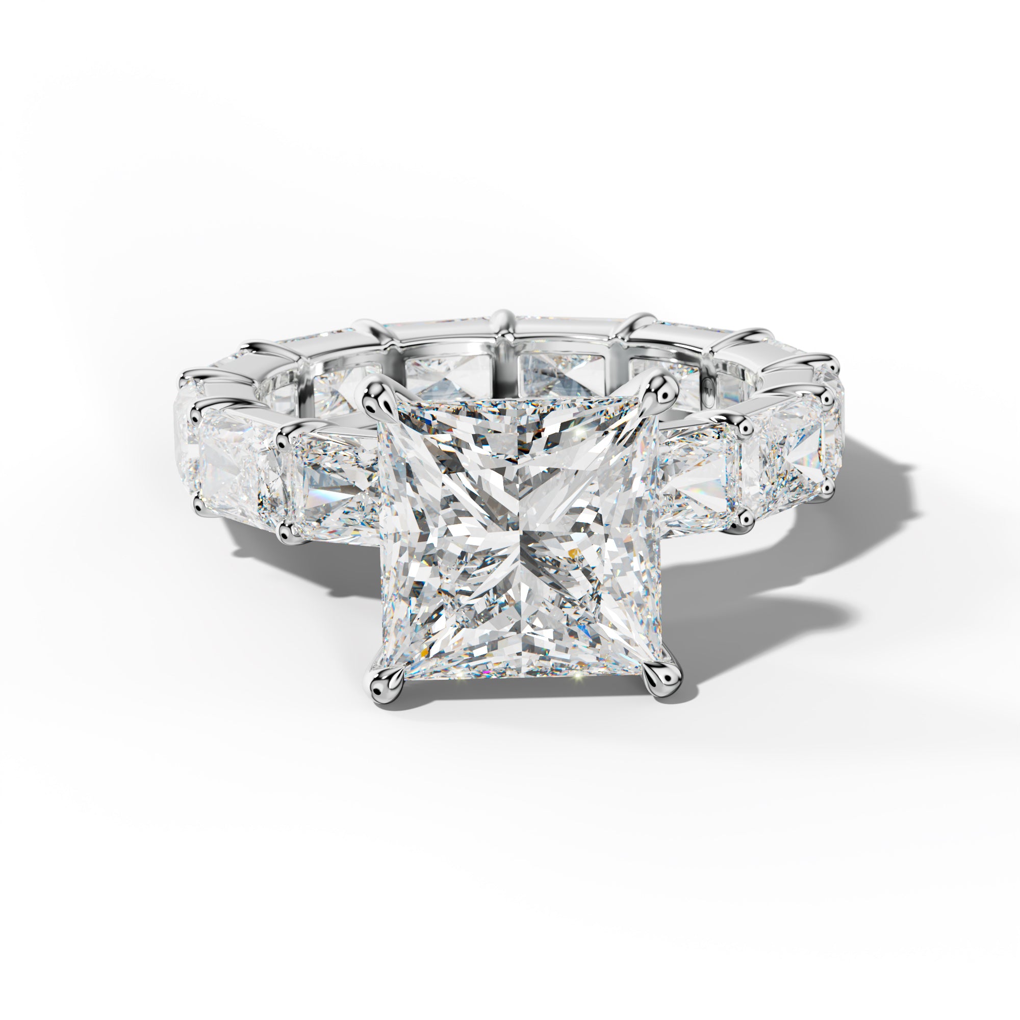 Rachel Princess Cut Engagement Ring With East West Radiant Side Stones
