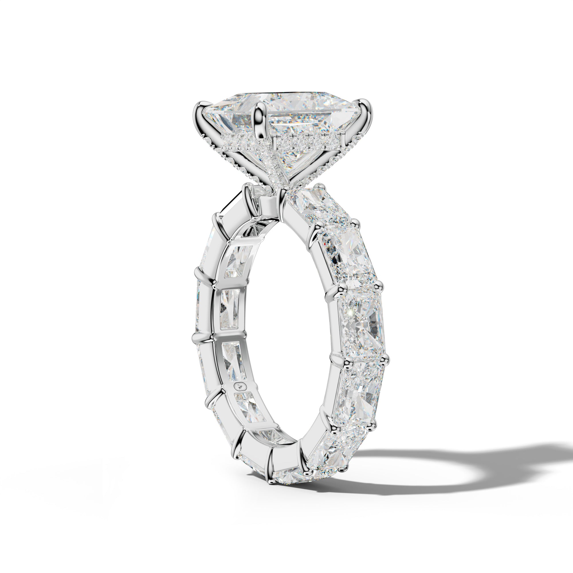 Rachel Princess Cut Engagement Ring With East West Radiant Side Stones