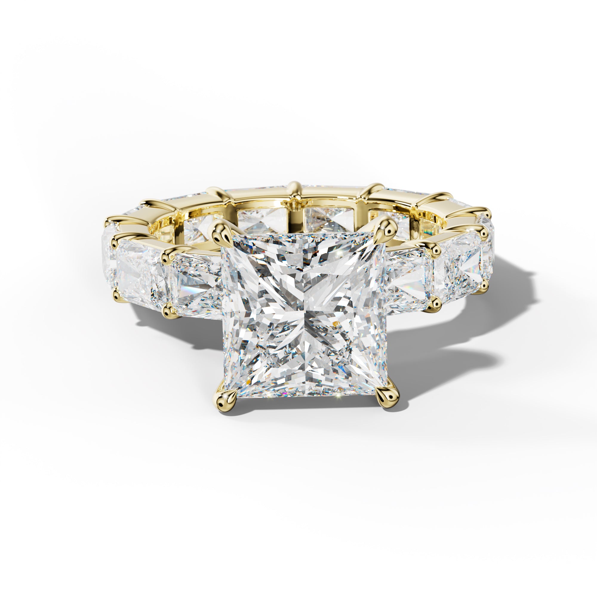 Rachel Princess Cut Engagement Ring With East West Radiant Side Stones