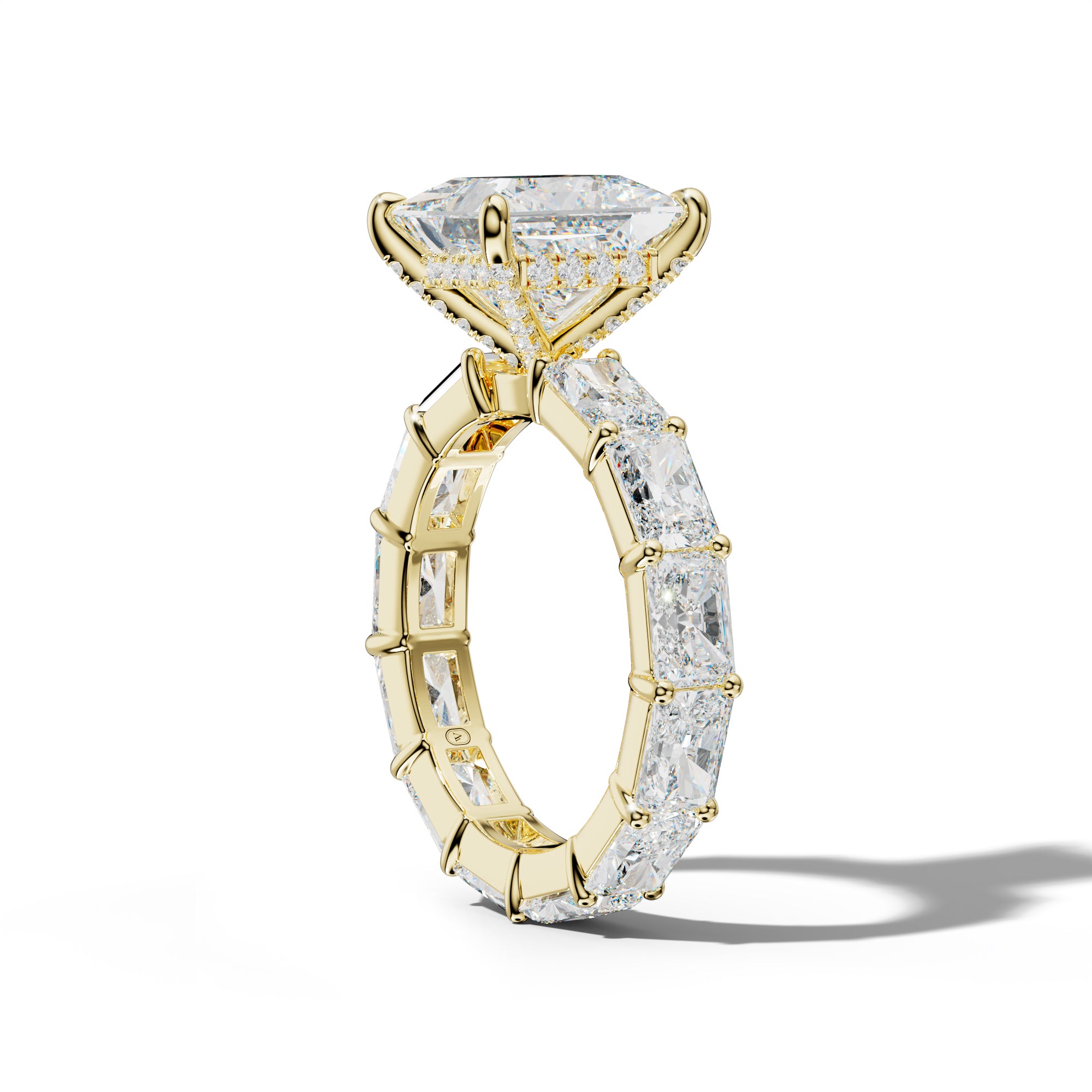 Rachel Princess Cut Engagement Ring With East West Radiant Side Stones