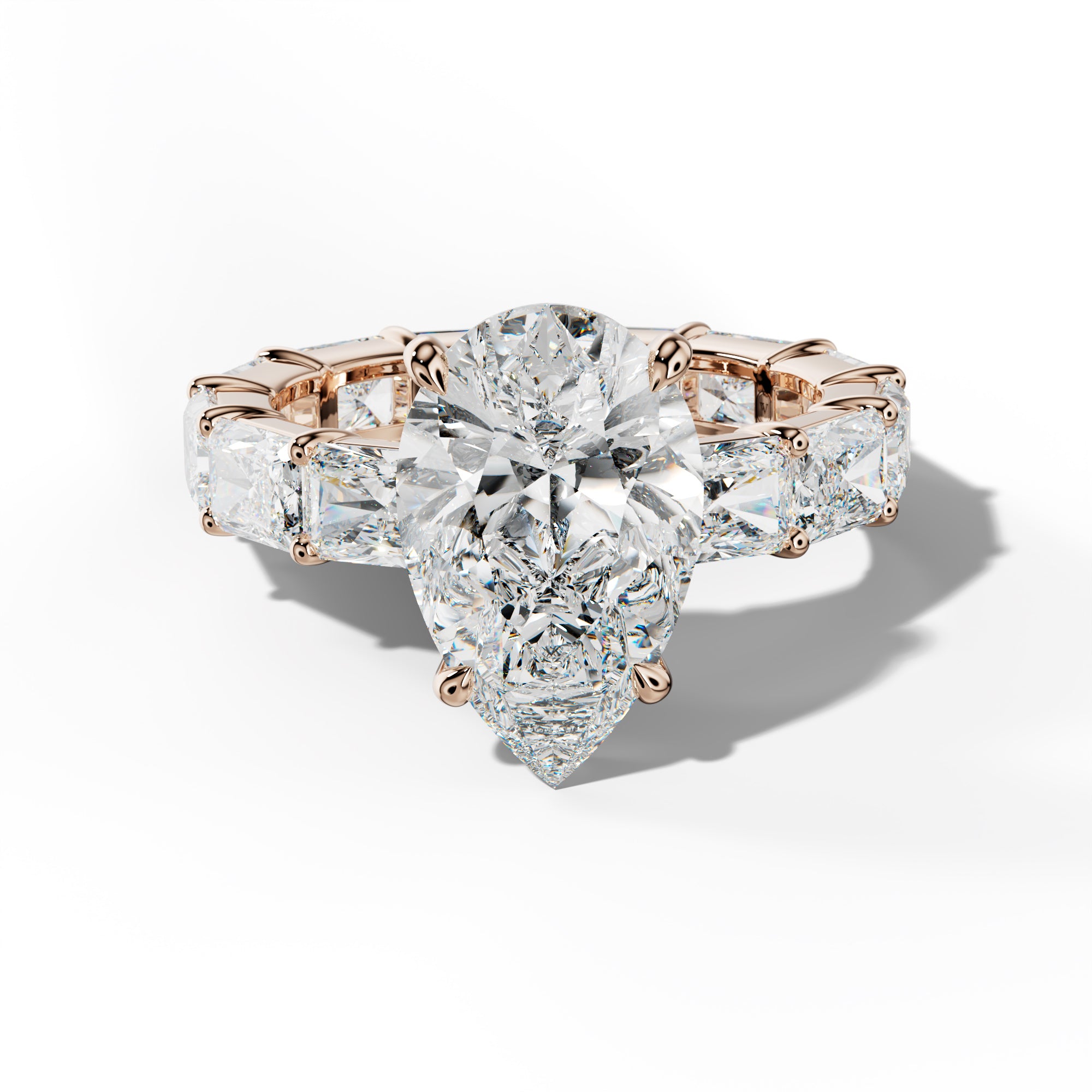 Rachel Pear Shape Engagement Ring With East West Radiant Side Stones