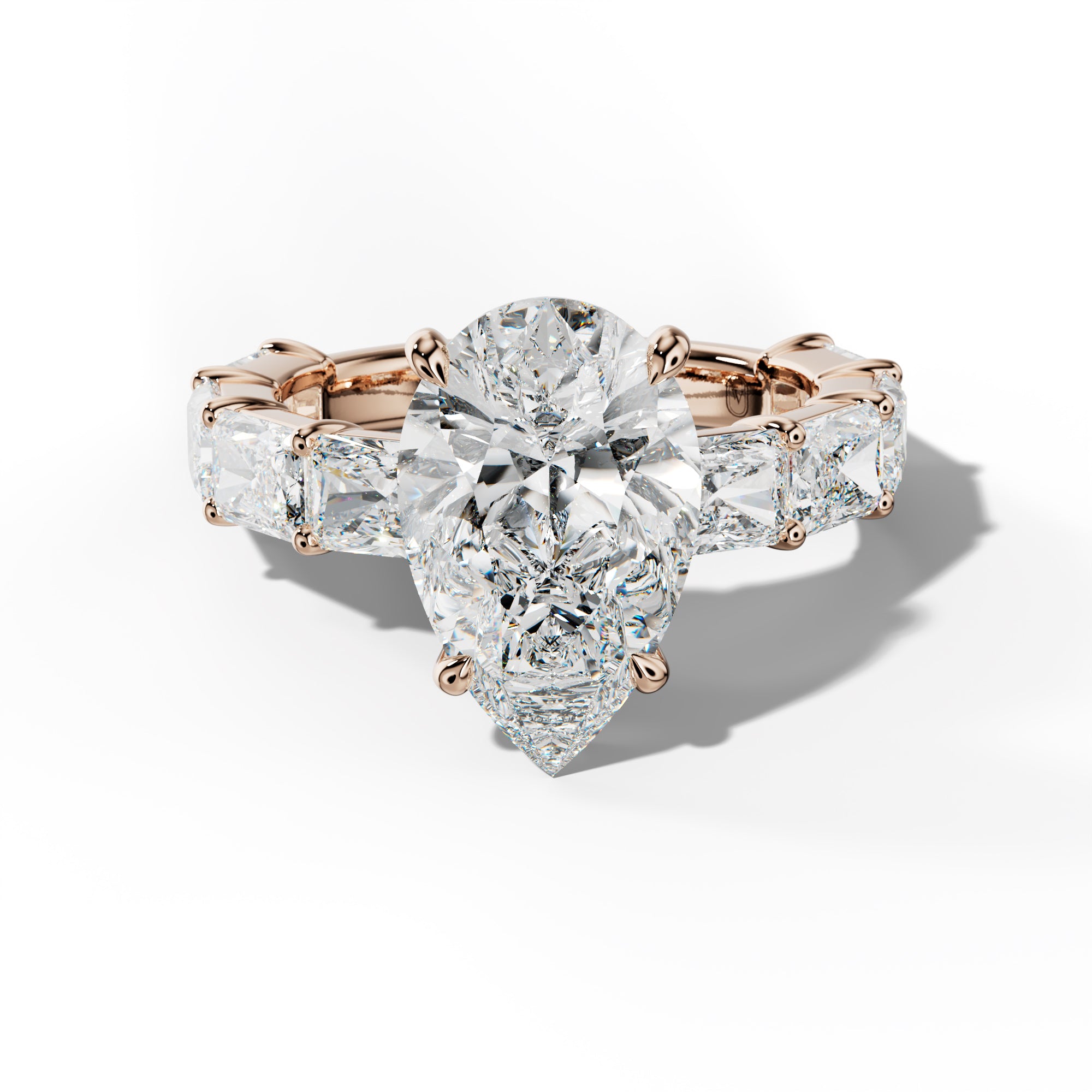 Della Pear Shape Engagement Ring With East West Radiant Side Stones