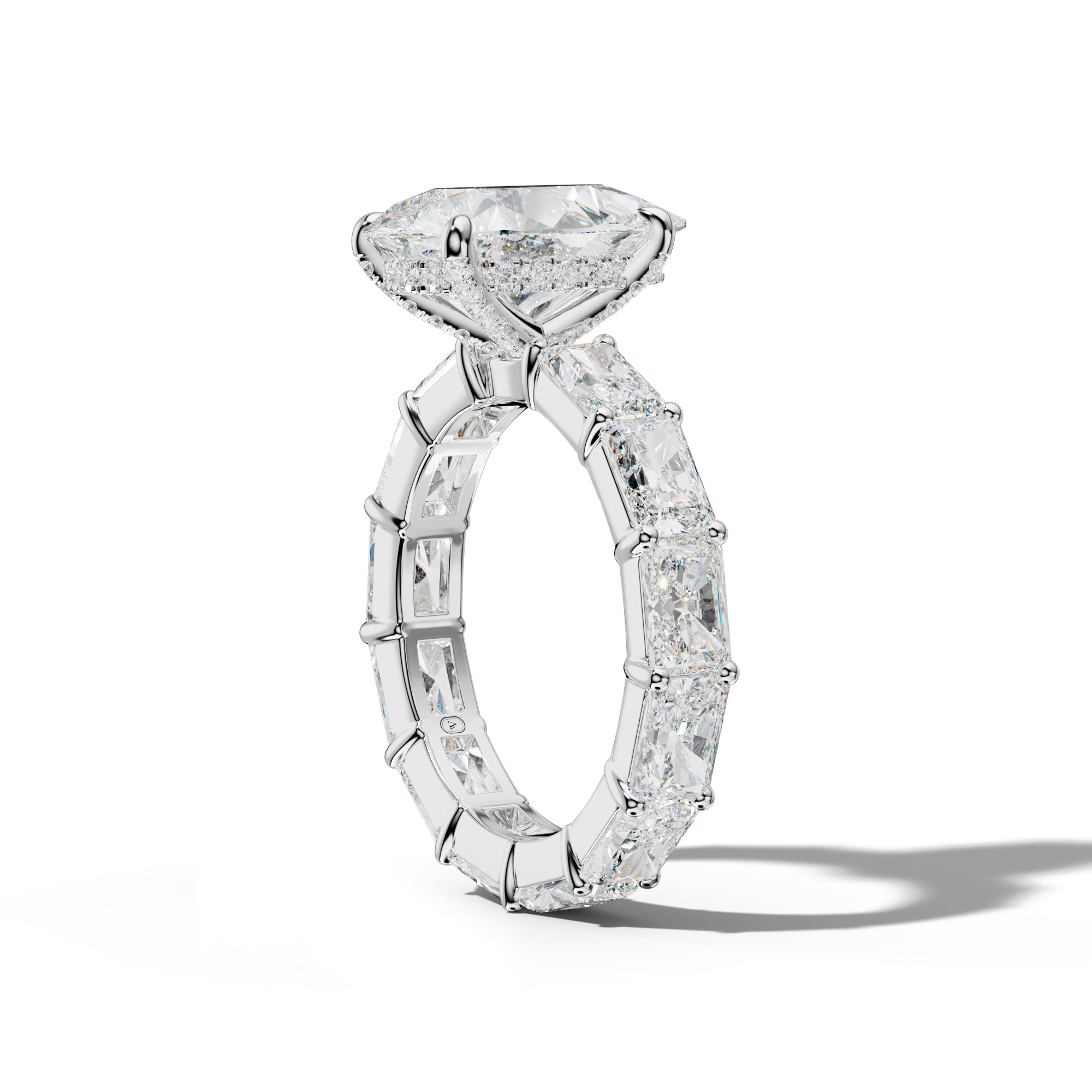 Rachel Pear Shape Engagement Ring With East West Radiant Side Stones