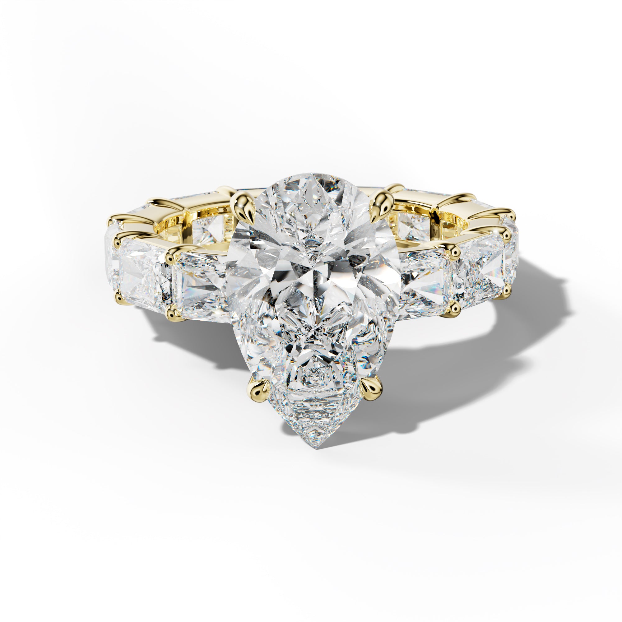 Rachel Pear Shape Engagement Ring With East West Radiant Side Stones