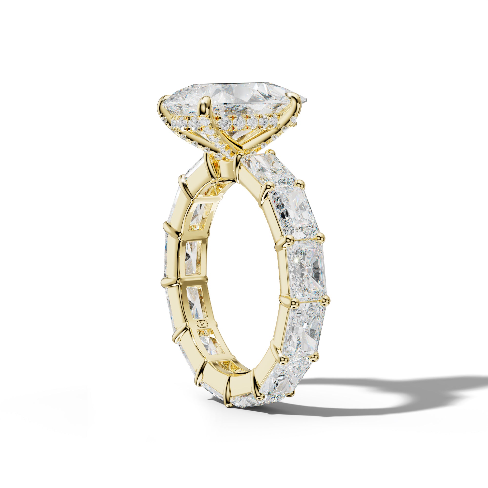 Rachel Pear Shape Engagement Ring With East West Radiant Side Stones