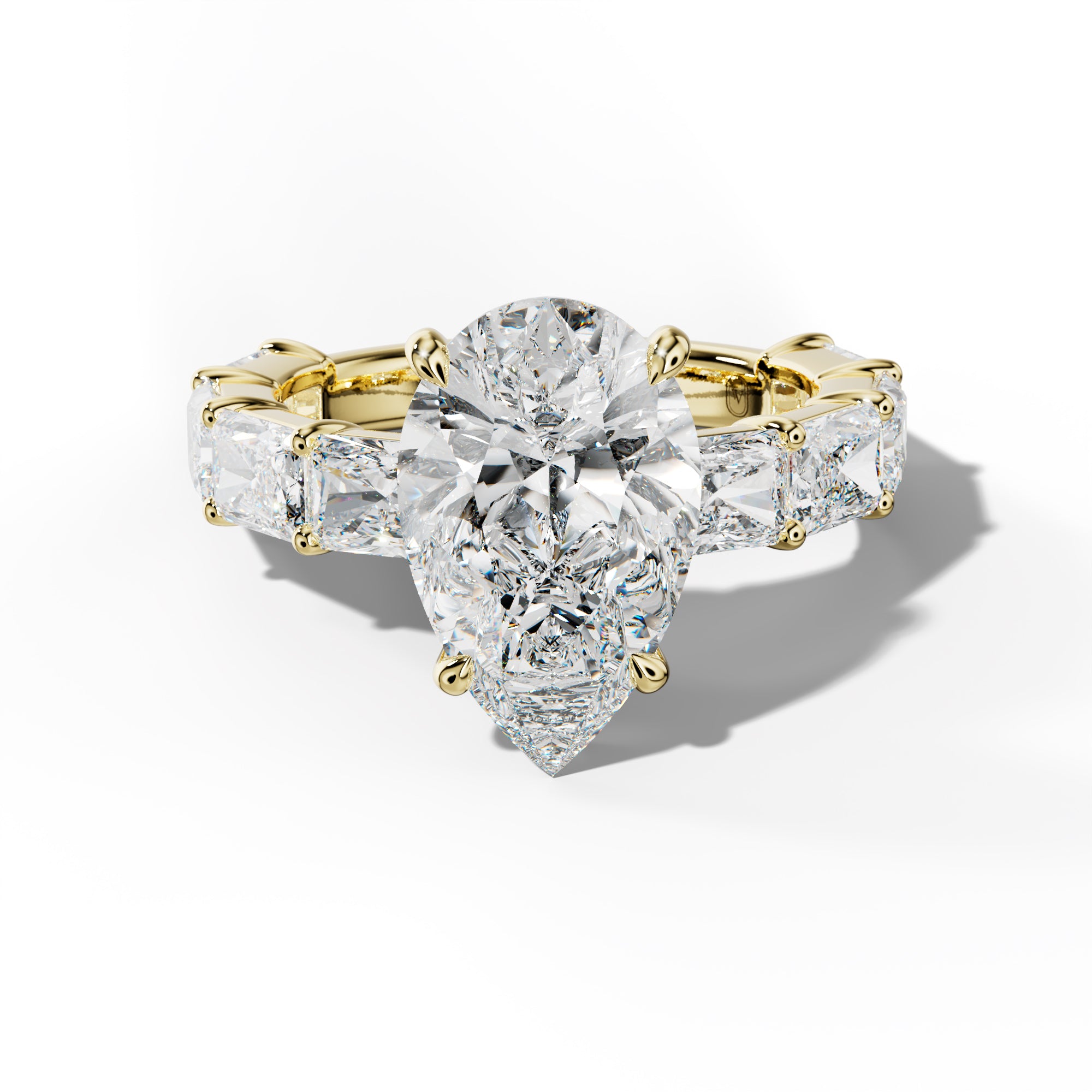 Della Pear Shape Engagement Ring With East West Radiant Side Stones