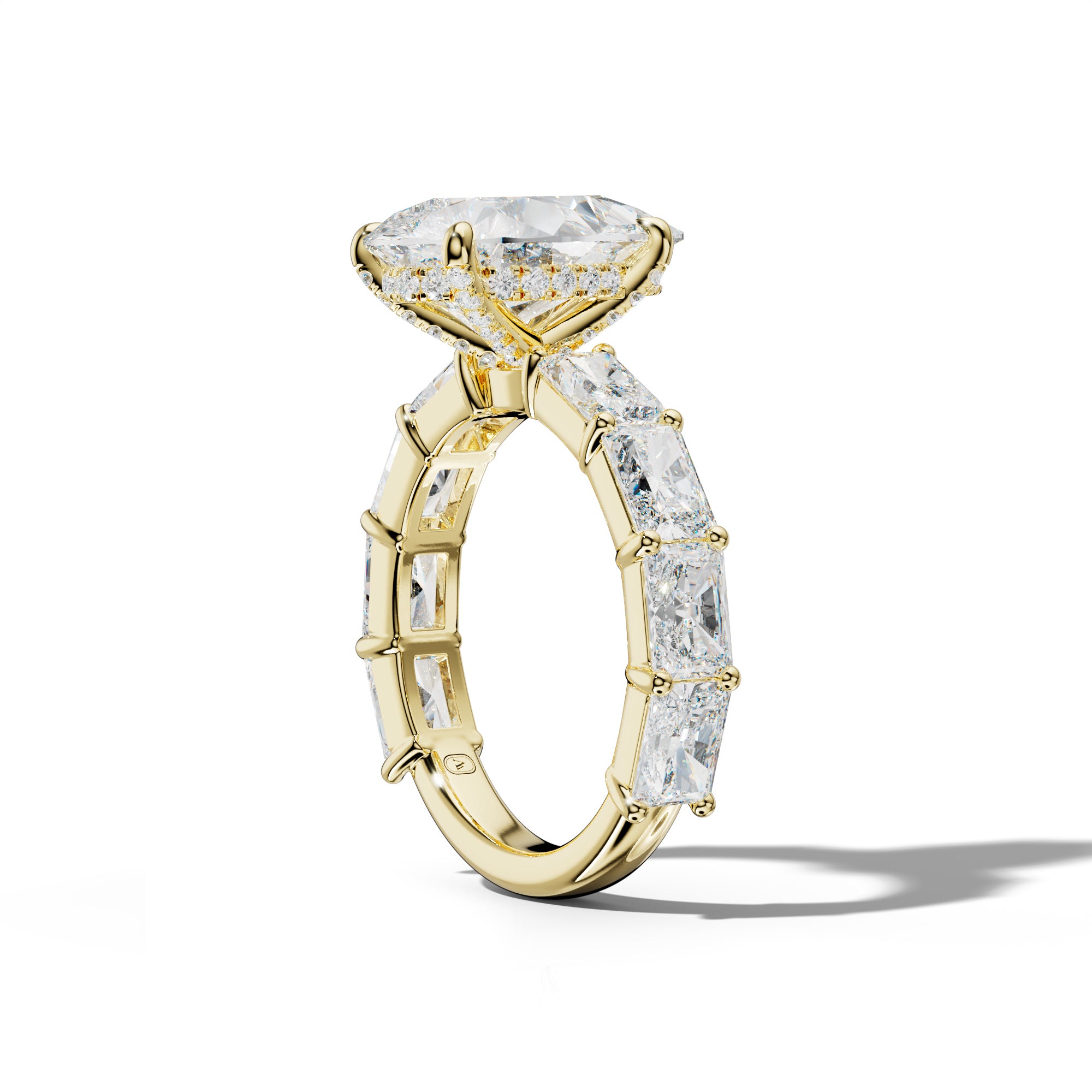 Della Pear Shape Engagement Ring With East West Radiant Side Stones